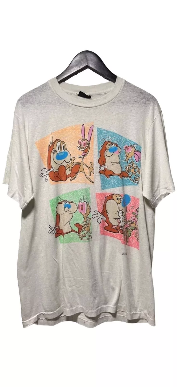 Changes Short Sleeve T Shirts Changes × Nickelodeon × Vintage Vintage 1991 Ren & Stimpy Nickelodeon T Shirt Size XL White