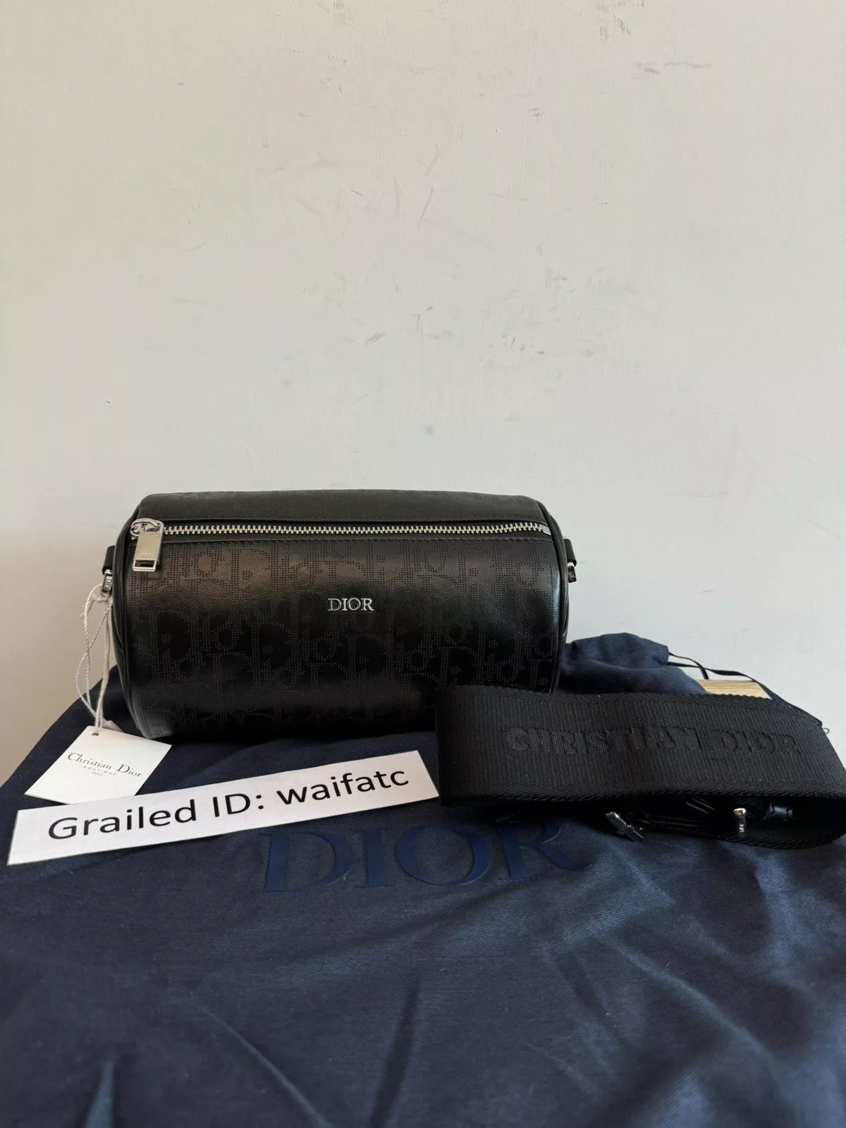 Dior Bags Luggage Dior Homme Oblique Galaxy Leather Roller Messenger Bag Black