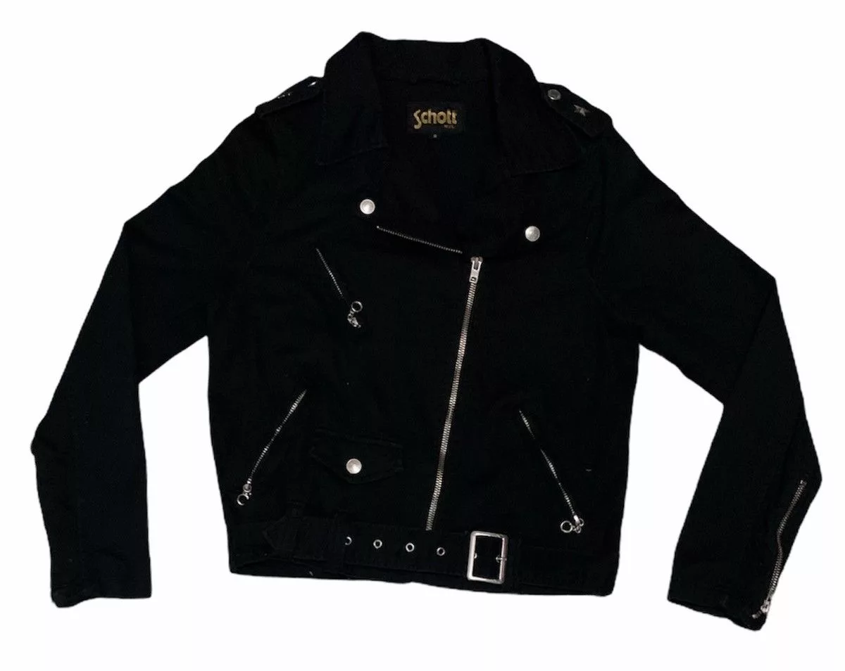 If Six Was Nine Denim Jackets If Six Was Nine × Schott Rare Design Brand Schott Double Collar Jacket 1980s Black Vintage