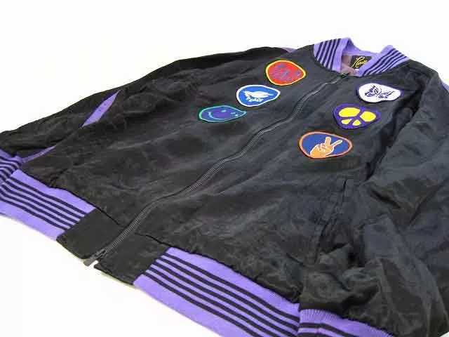 Needles Light Jackets Needles Jacket Satin Sukajan Patchwork Black