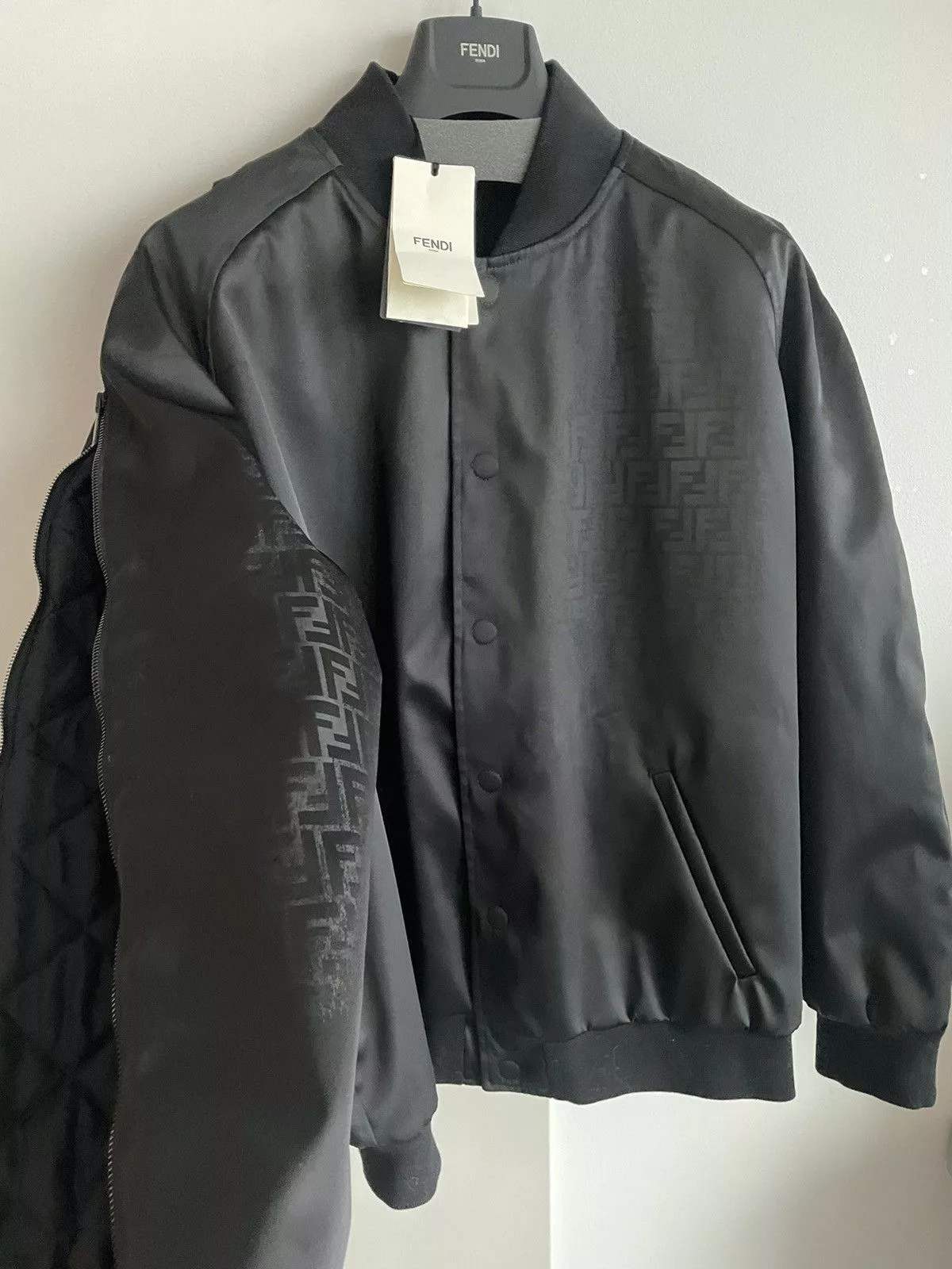 Fendi Light Jackets Fendi $3K Value Brand NEW Runway Sold Out FF Logo Bomber Jacket Black