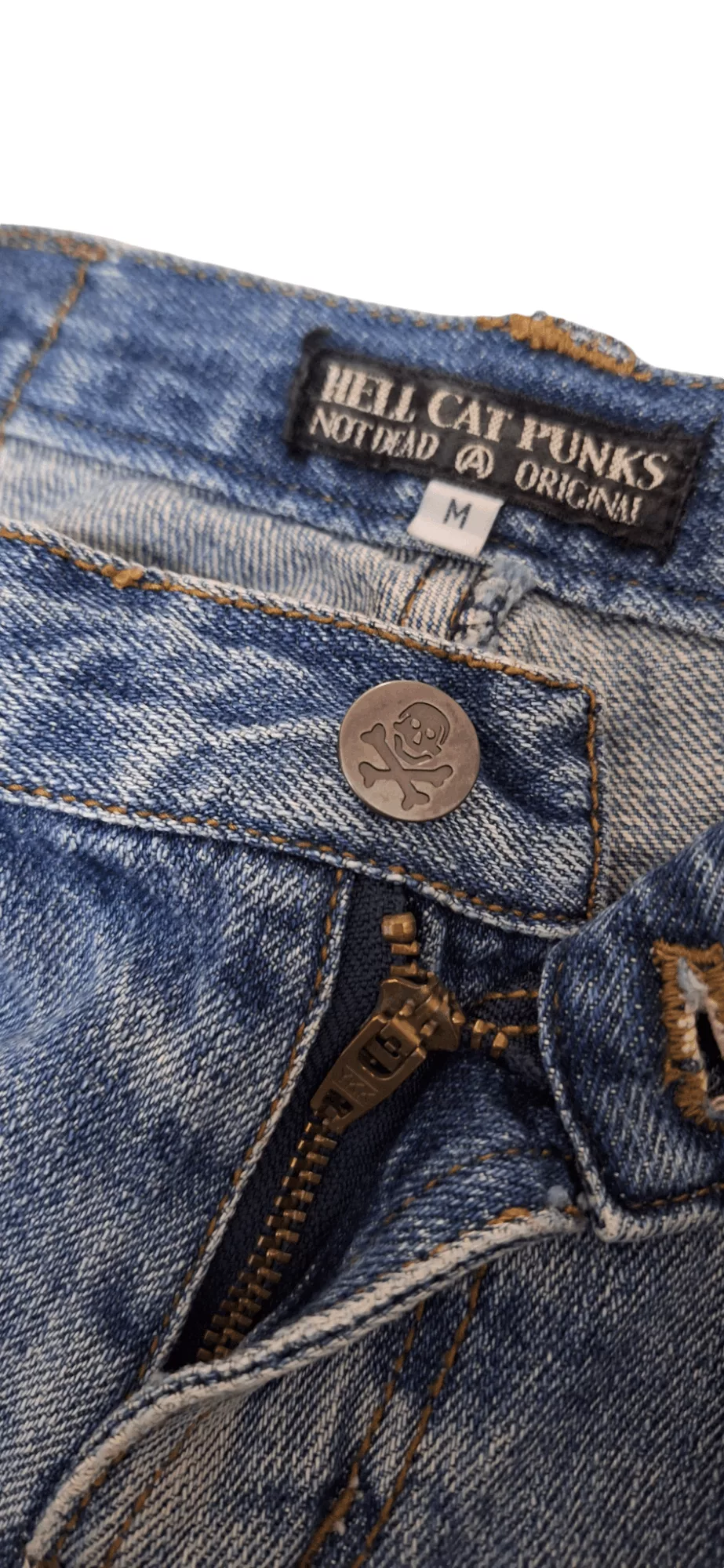 Seditionaries Jeans Hell Cats Punk Spikes Distressed Seditionaries Zipper Leg Blue Streetwear