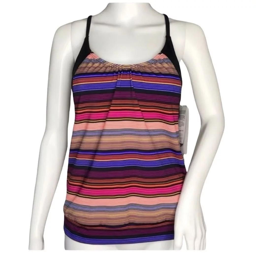 Athleta Tank Tops ATHLETA Swim Top Capri Striped Blousy Tankini Swimwear Under Blue