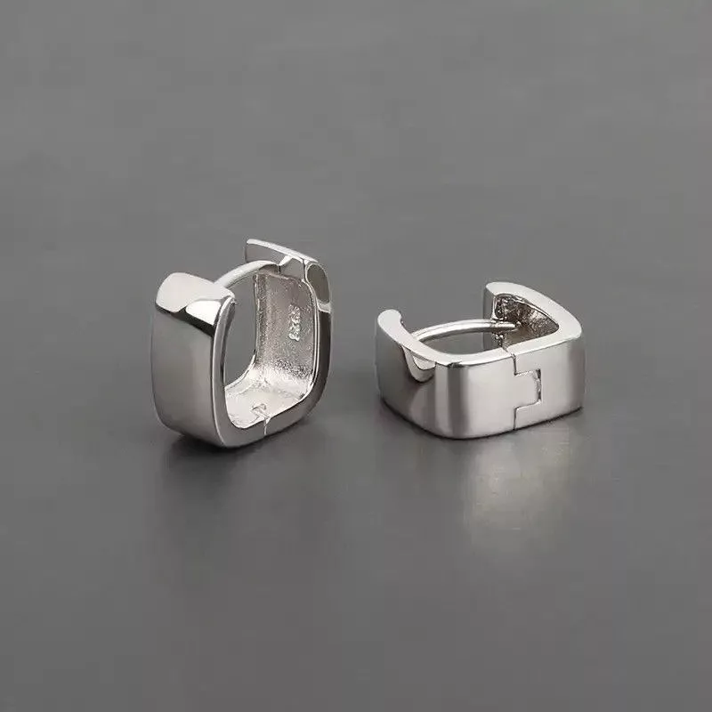Handmade Earrings Handmade × Jewelry × Vintage Silver Color Simple Square Earring Charm