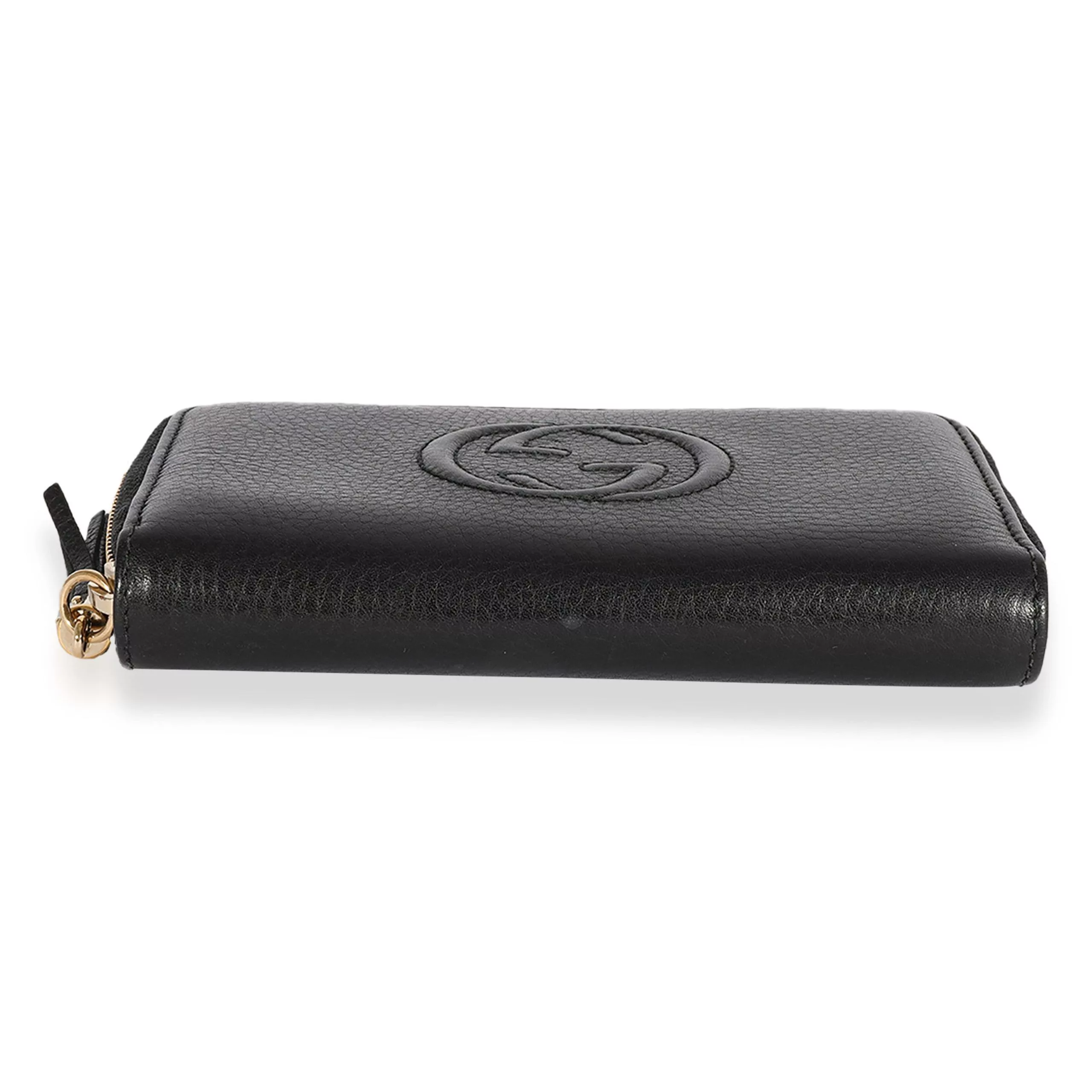 Gucci Rings Gucci Black Pebbled Leather Soho Zip-Around Wallet