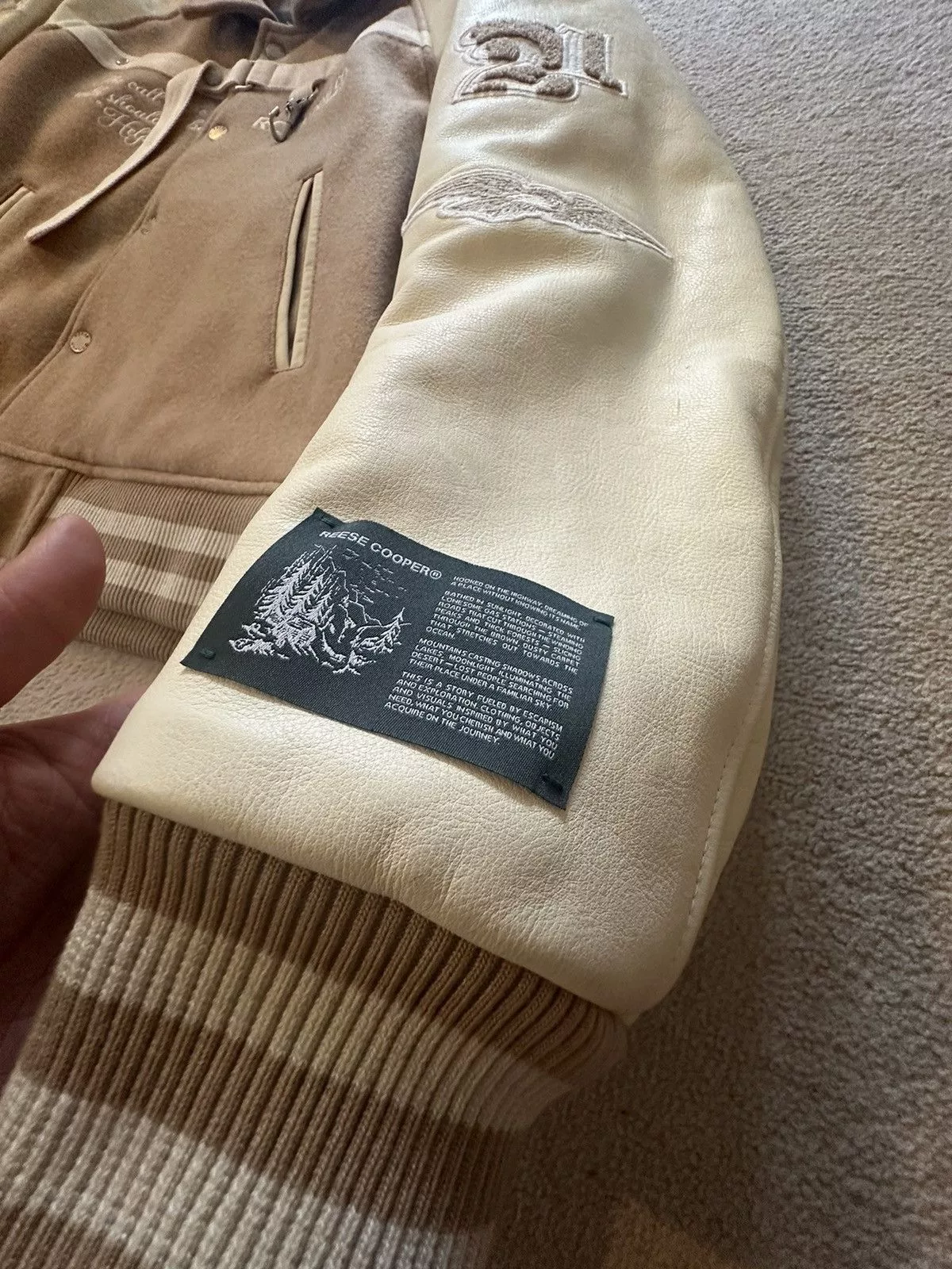 Reese Cooper Leather Jackets Reese Cooper RCI Varsity Jacket Beige