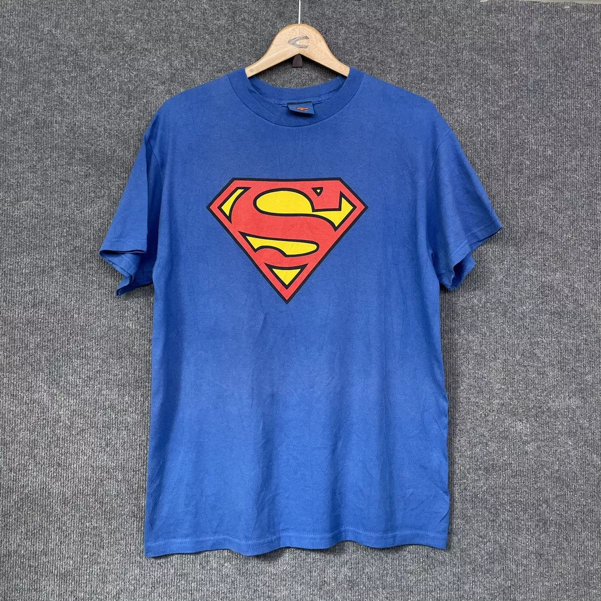 DC Comics Short Sleeve T Shirts DC Comics × Marvel Comics × Vintage Vintage 2000s Superman OG Logo T Shirt Blue