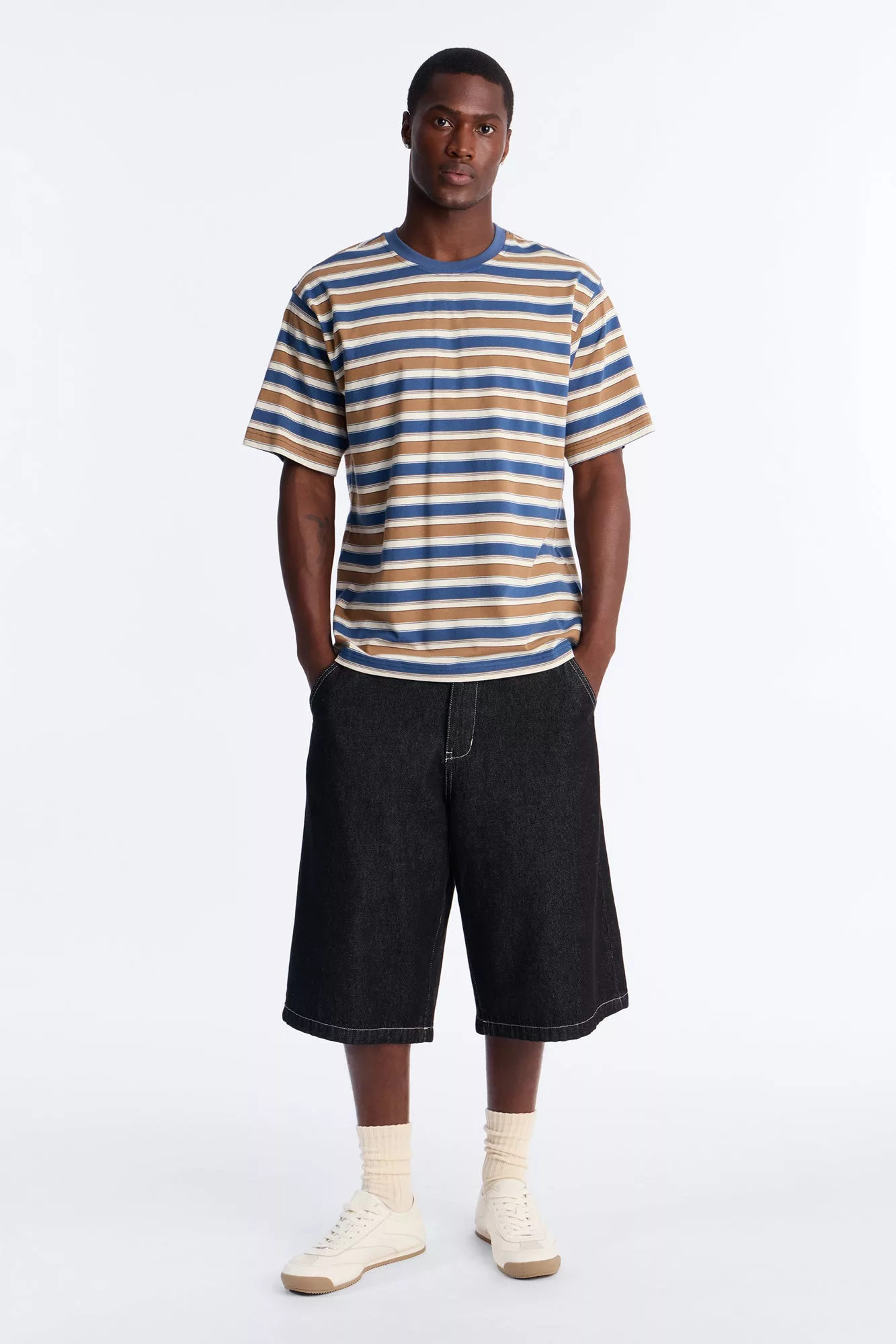 Crawford Stripe Crewneck Tee - Blue/combo