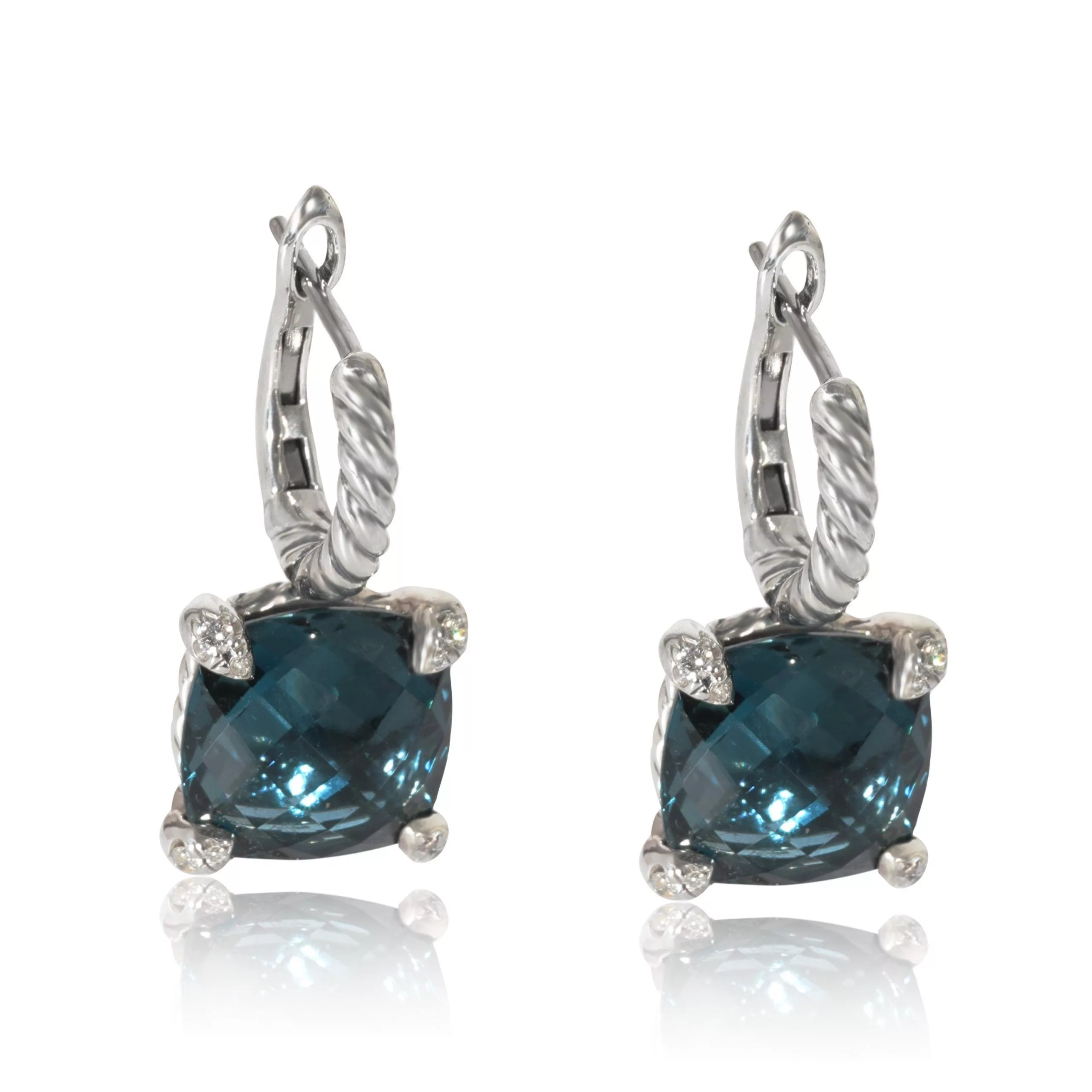 David Yurman Rings David Yurman Chatelaine Topaz Diamond Earrings in Sterling Silver 0.1 CTW