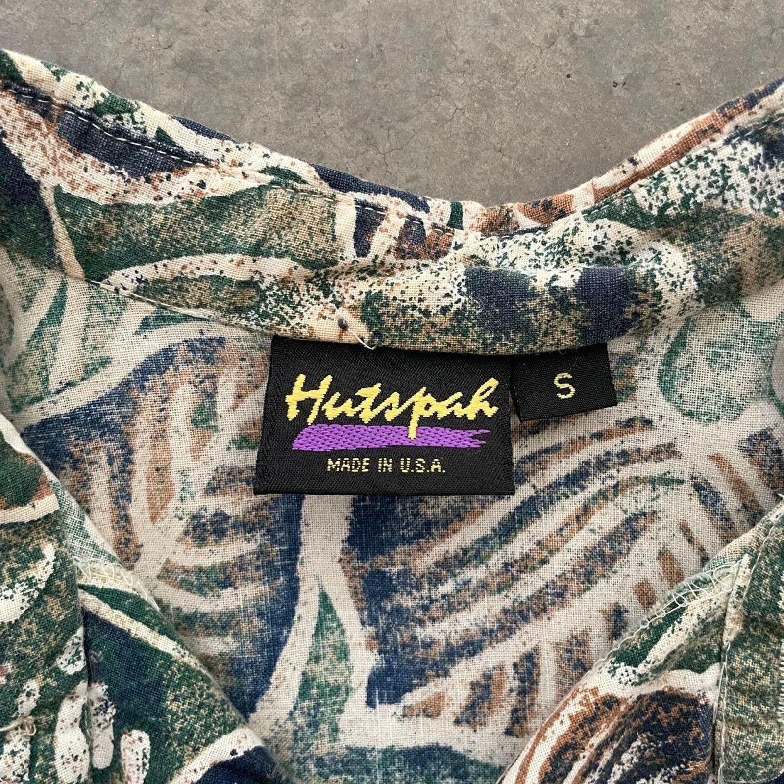 Vintage Shirts Button Ups Vintage Hutspah Navy and Green Floral Hawaiian Shirt Blue