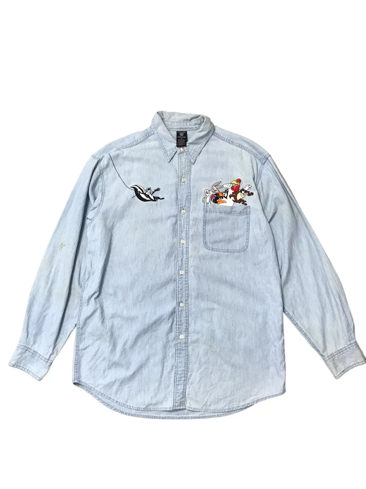 Cartoon Network Shirts Button Ups Cartoon Network × Disney × Vintage Warner Bros Studio Store Button Polo Tshirt Blue