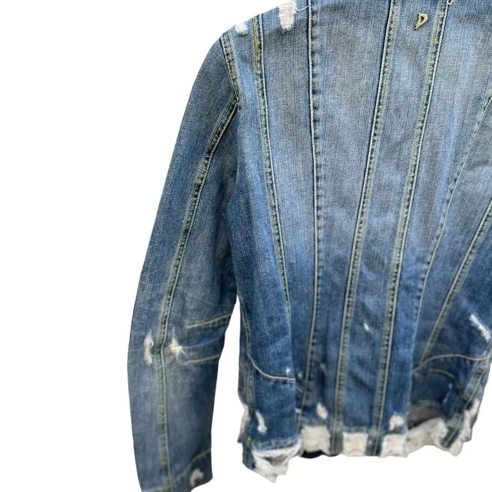Dondup Denim Jackets Dondup Made in Italy Distressed Jeans Jacket Size Medium Blue