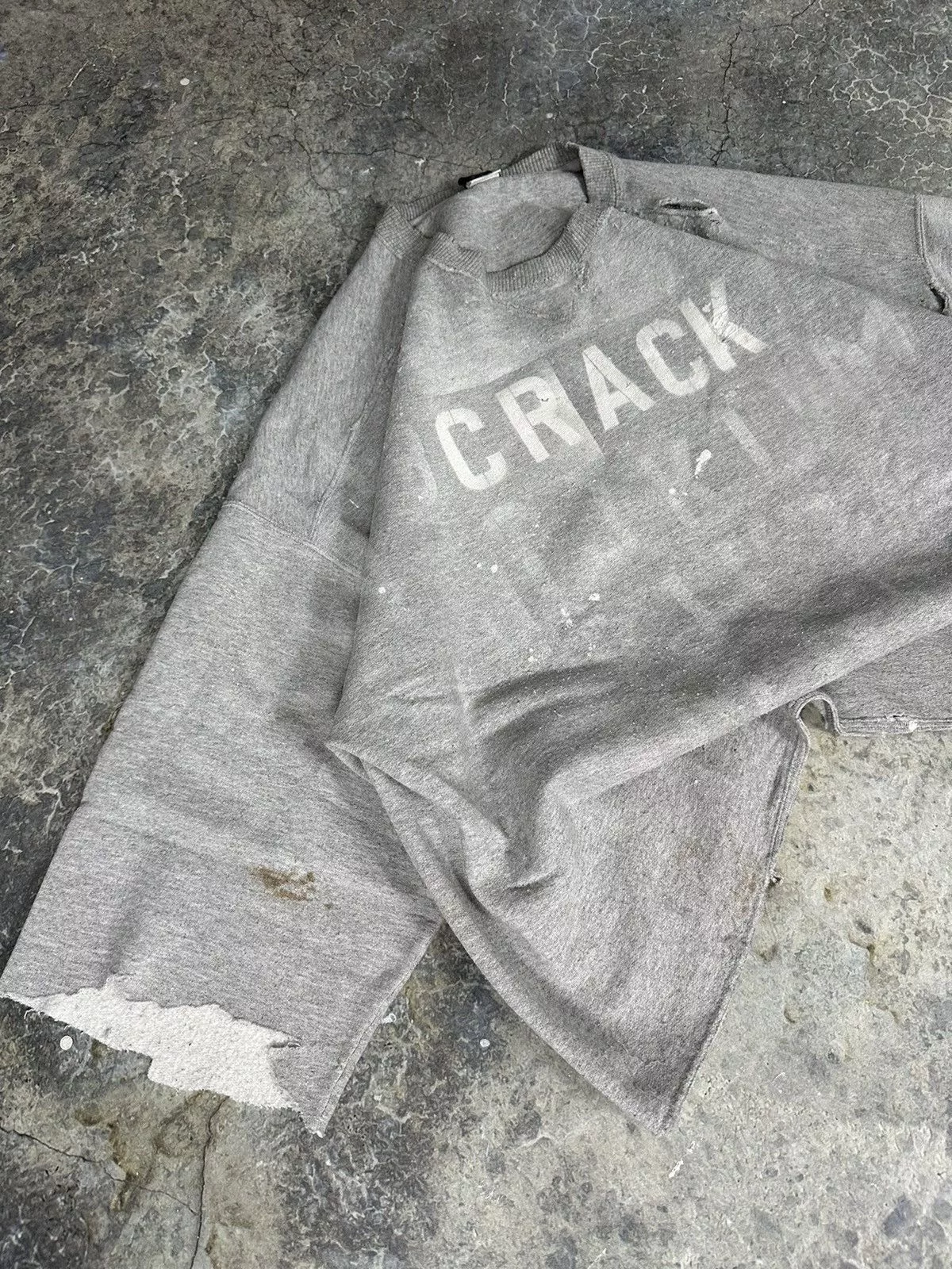 Starter Sweatshirts Hoodies Starter × Vintage Vintage Thrashed Custom “CRACK” Starter Crewneck Gray