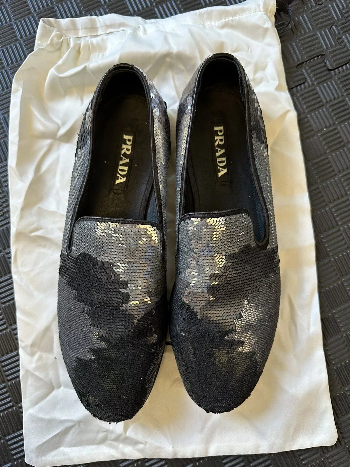 Prada Formal Shoes Sequin Prada loafers Black