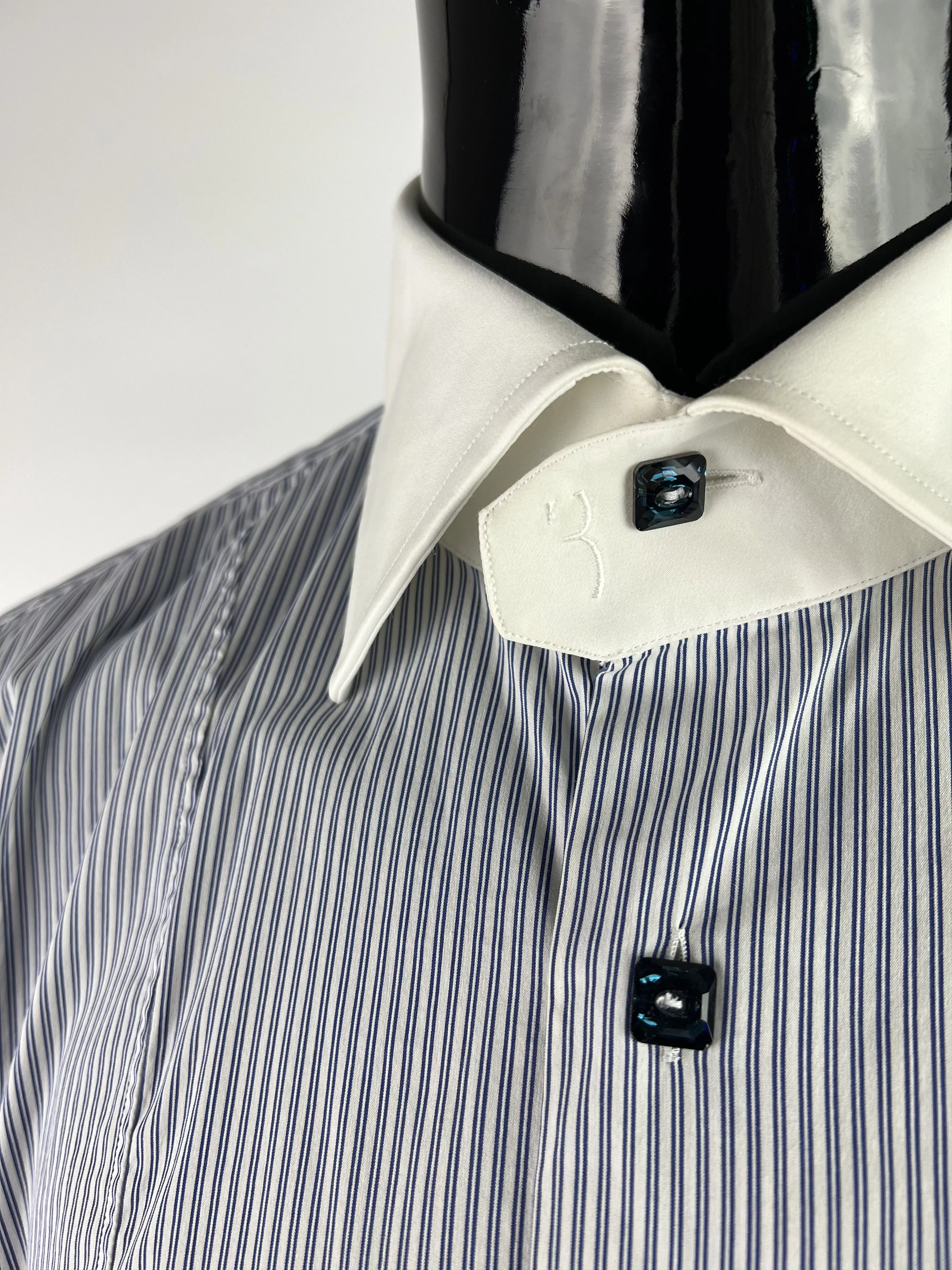 Billionaire Couture Shirts Button Ups Billionaire Couture Striped Cristal Button Up Shirt 18/45 White Vintage