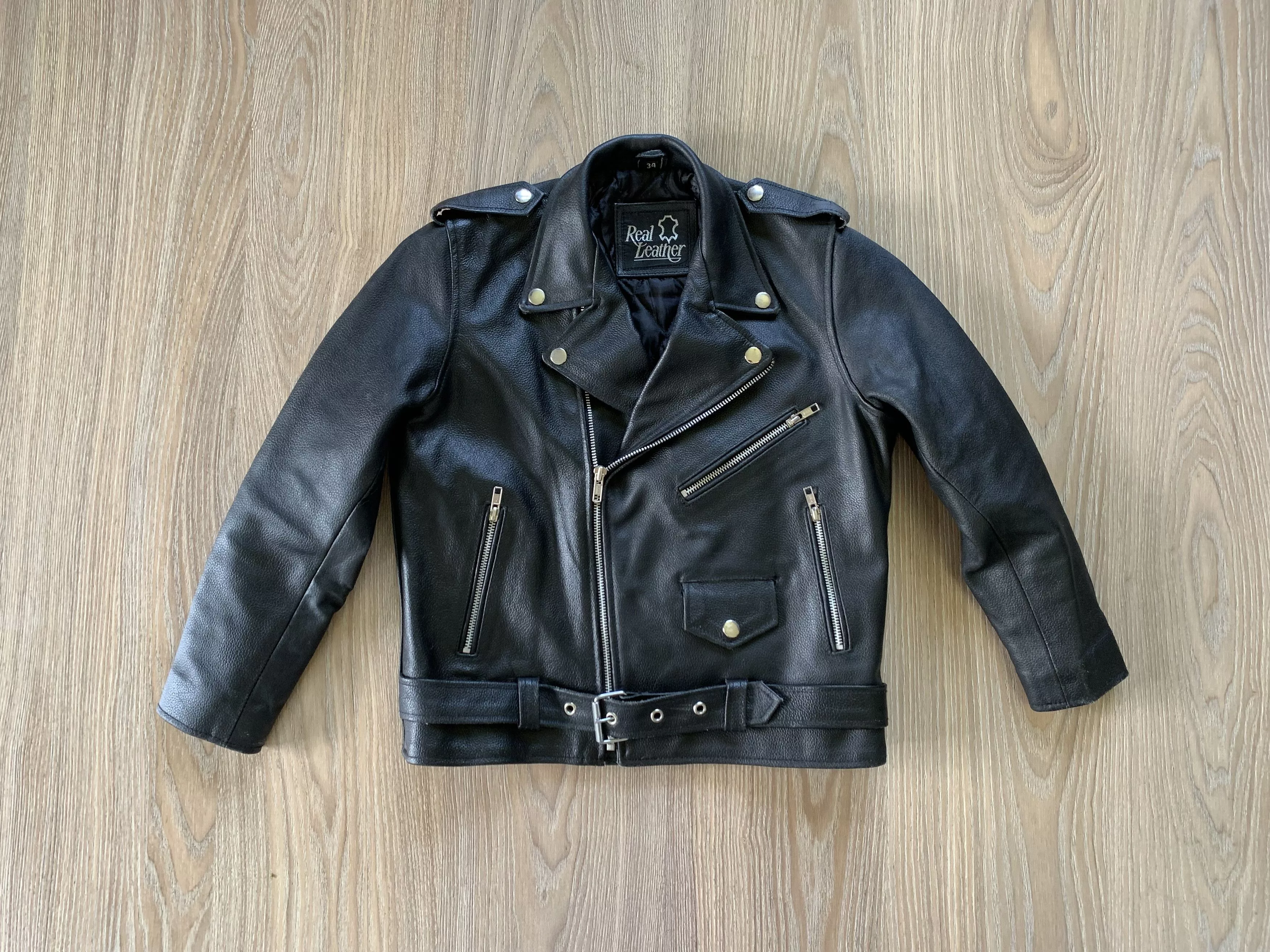 Genuine Leather Leather Jackets Genuine Leather × Vintage Vintage Youth Leather Jacket Black