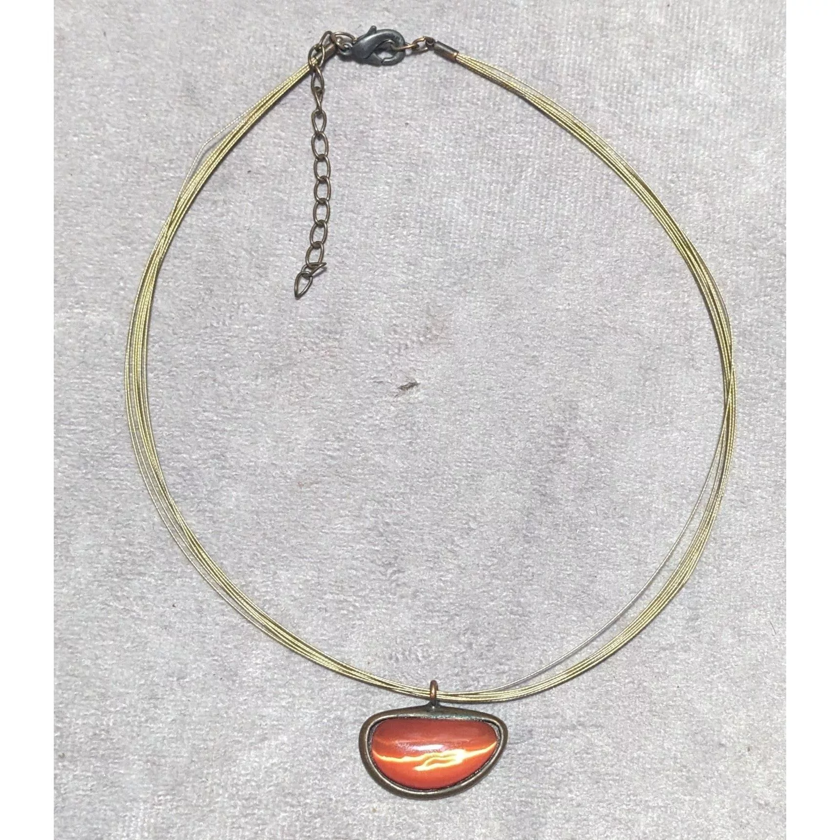 Other Necklaces Other Orange Glass Abstract Cateye Pendant Necklace