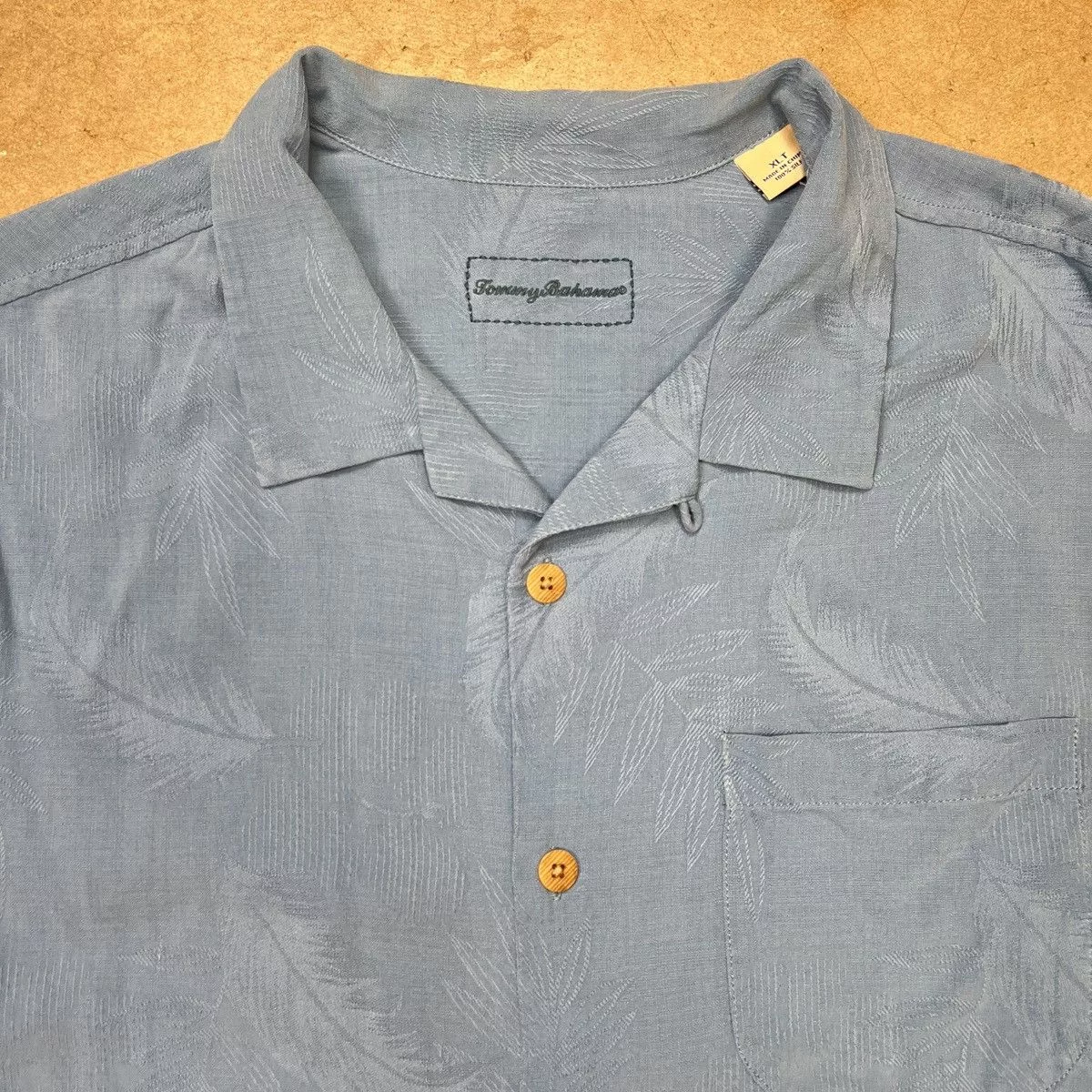 Tommy Bahama Polos Tommy Bahama × Vintage Tommy Bahama Silk Camp Collar Loop Short Sleeve XLT Blue Streetwear