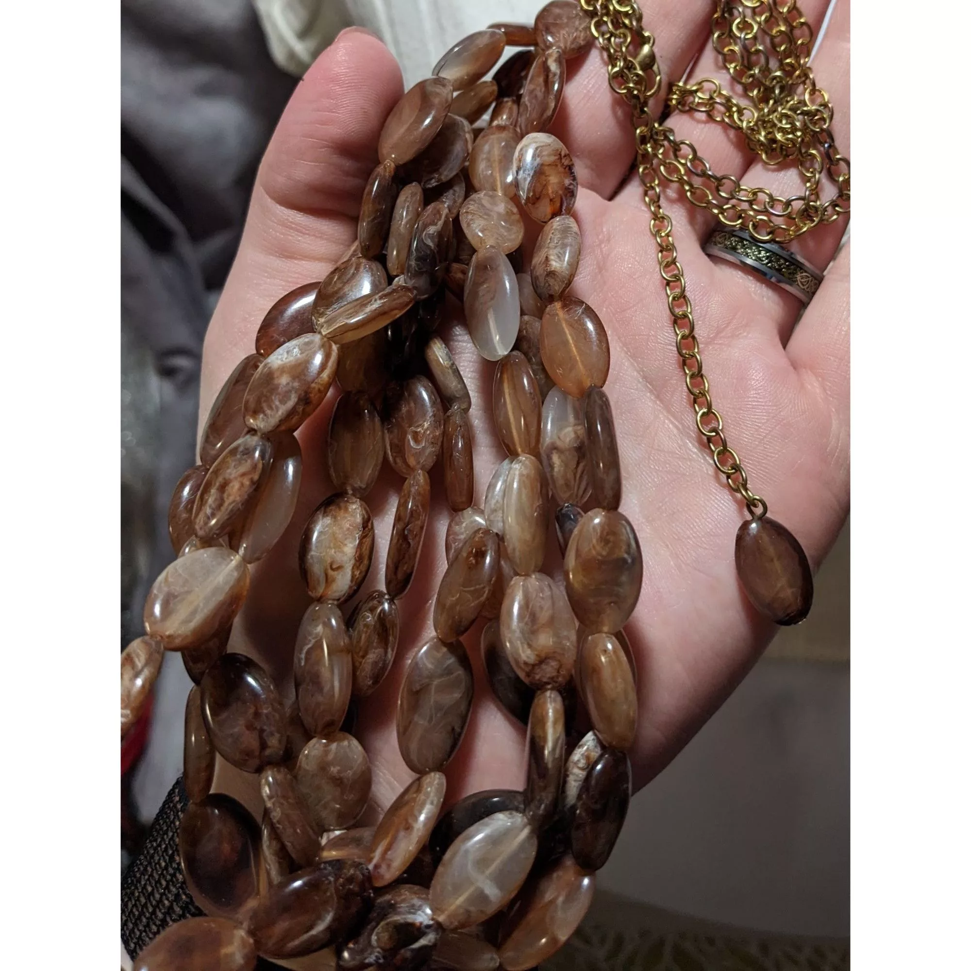 Other Necklaces Other Earthy Multilayer Marbled Beaded Necklace Brown