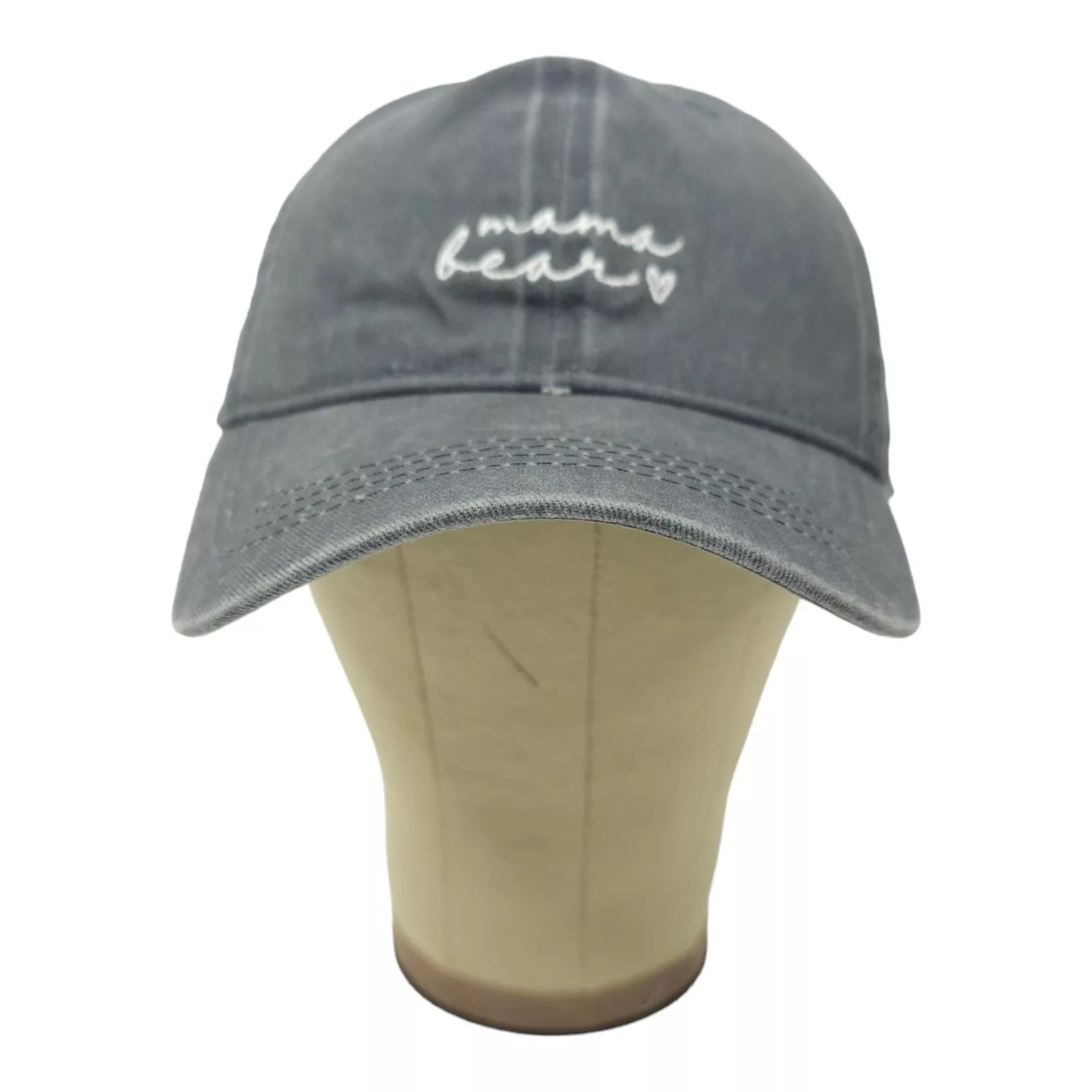 Other Hats Other Mama Bear Embroidered Adjustable Tuck Strap Cap Hat Gray