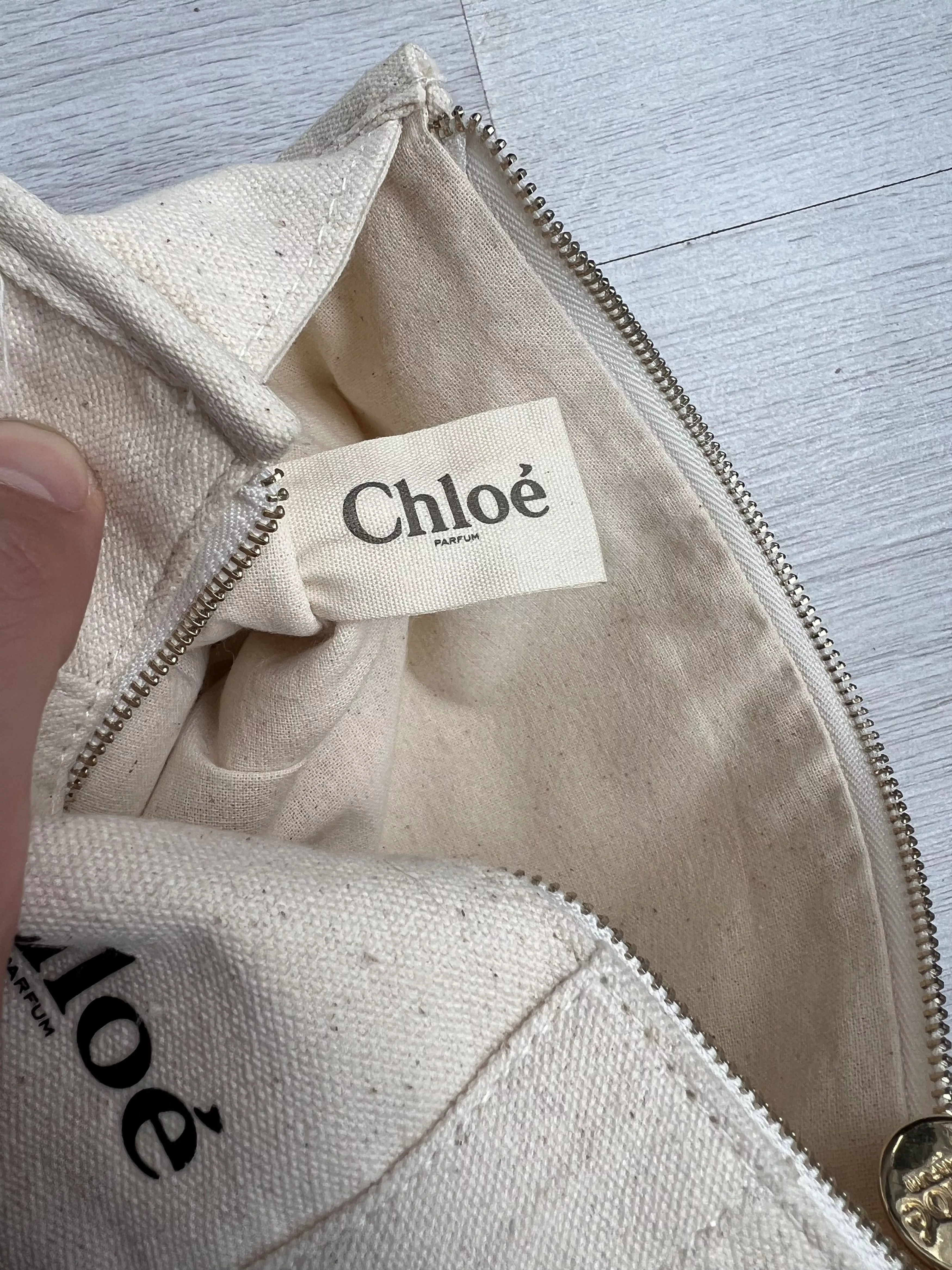 Chloe Clutches Chloe Chloé Parfum Beige Beauty Canvas Pouch Makeup Cosmetics Bag Streetwear