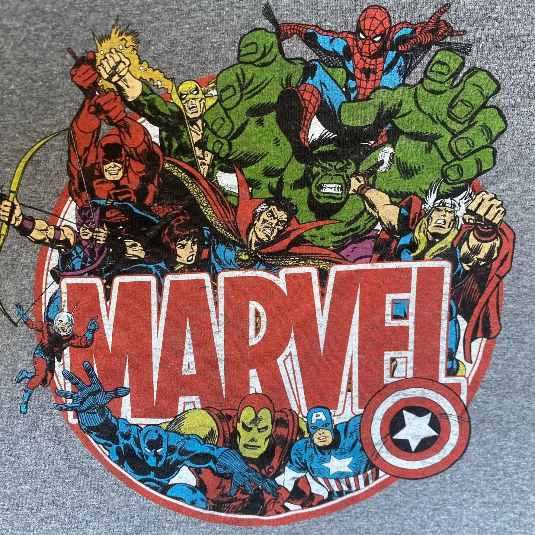 Marvel Comics Short Sleeve T Shirts Marvel Comics Characters Shirt Hulk Thor Iron Man Logo Tee Gray Streetwear