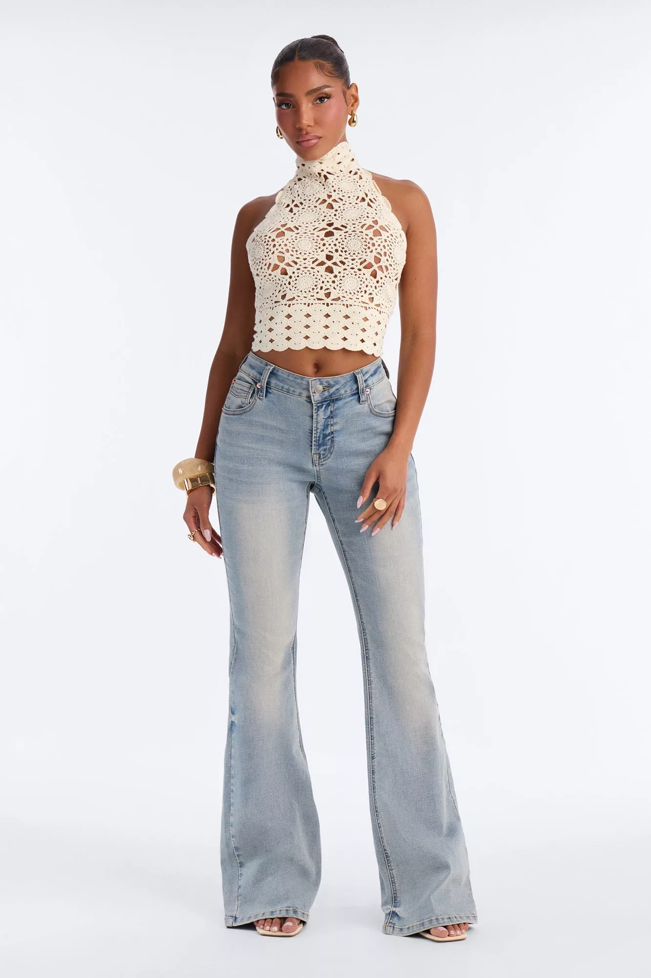 Jolene Crochet Halter Top - Natural
