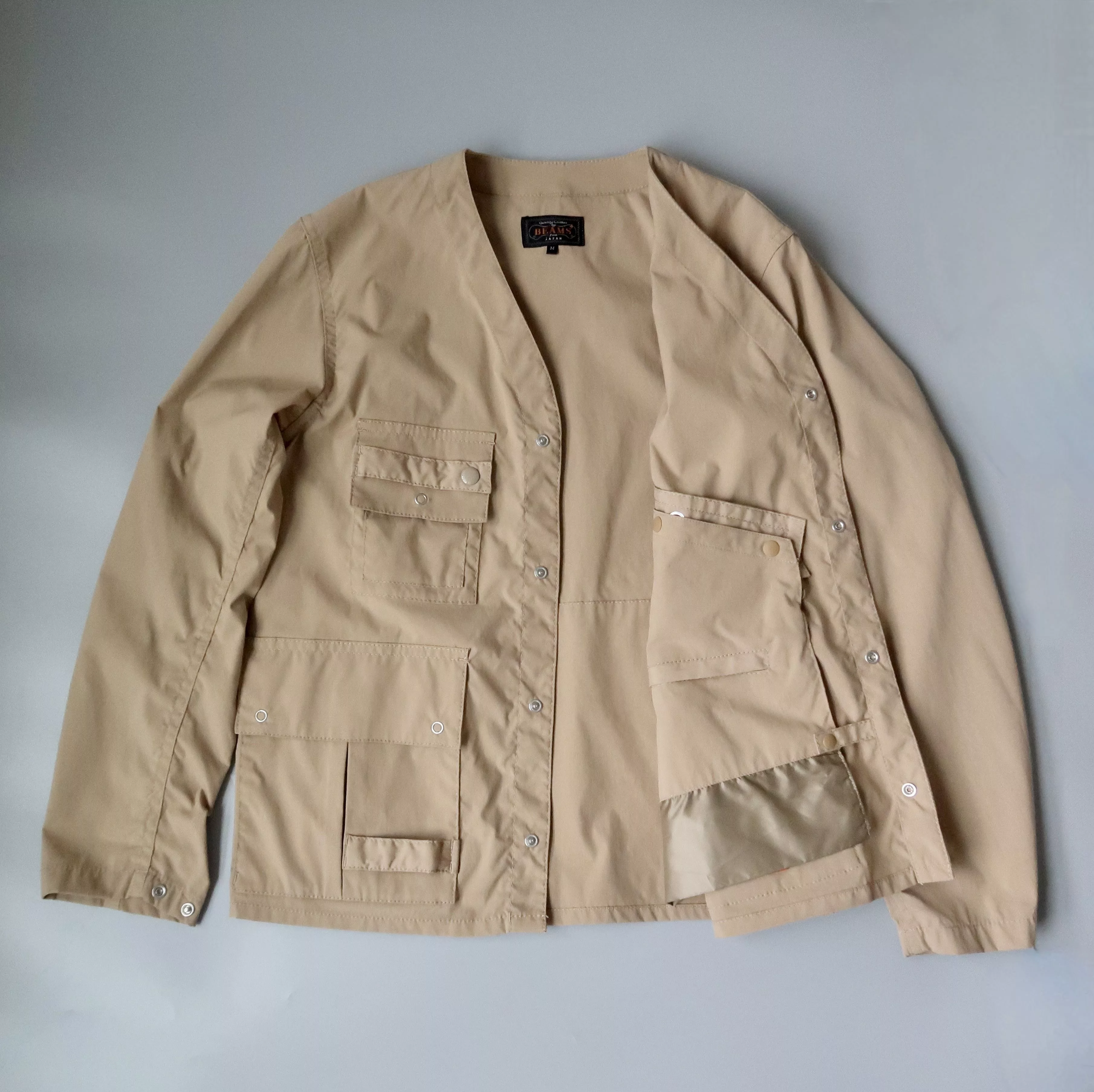 Beams Plus Light Jackets BEAMS PLUS Komatsu Matere Multi-Pocket Fishing Jacket M Brown