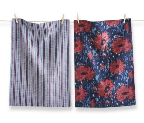 Multi Weekend Dahlia Dishtowel S/2