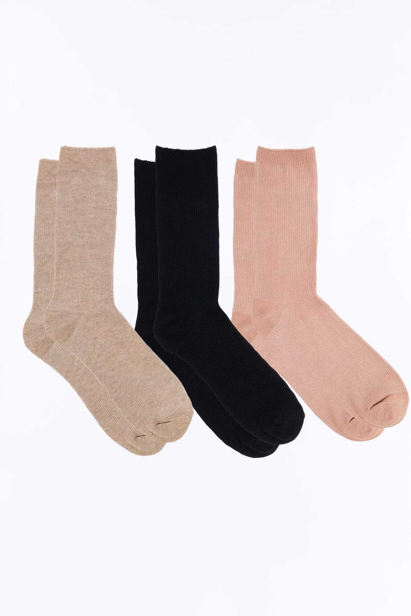 6 Pack Ribbed Socks - Brown/combo