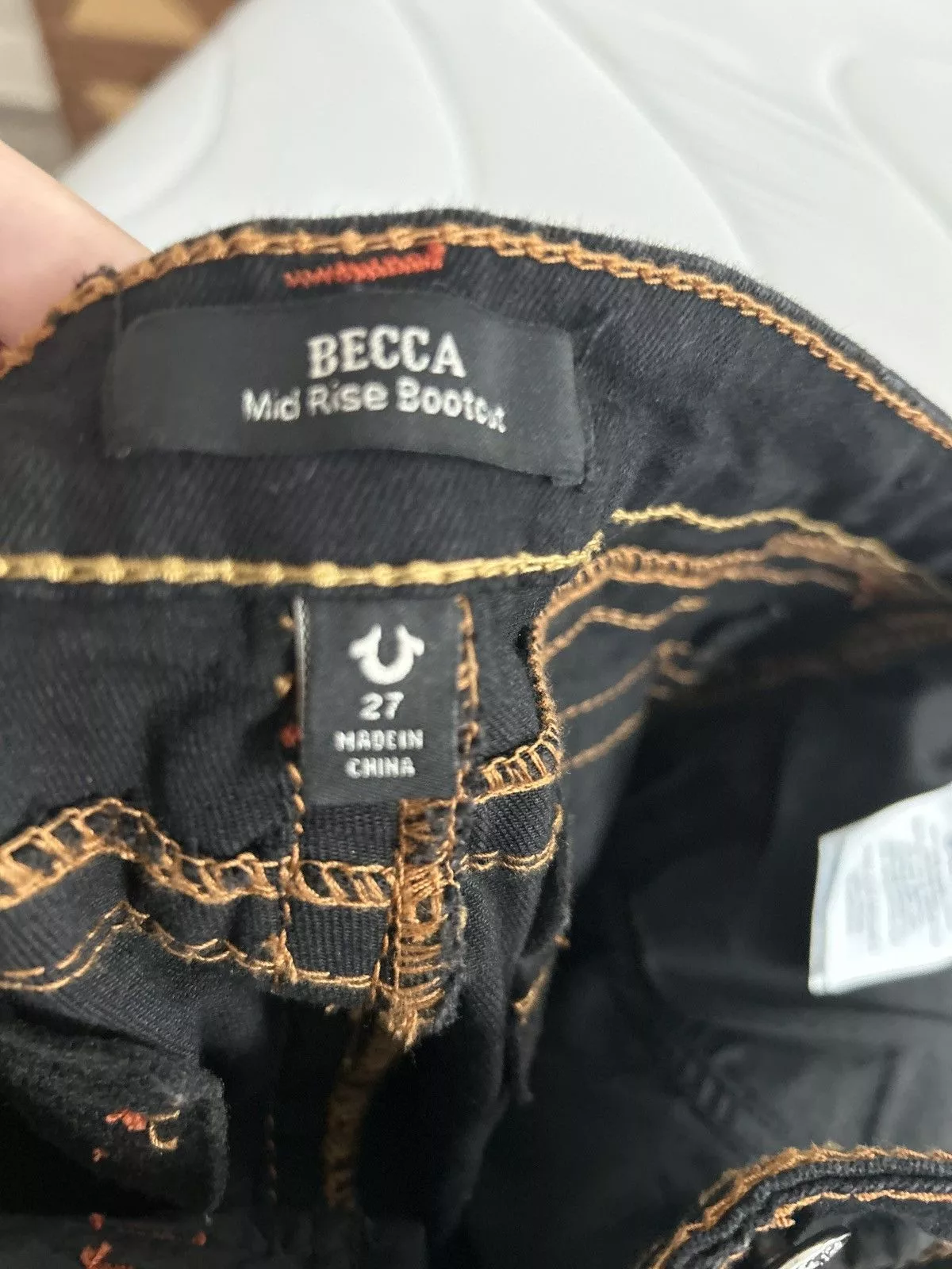 Black & Red Denim True Religion Jeans