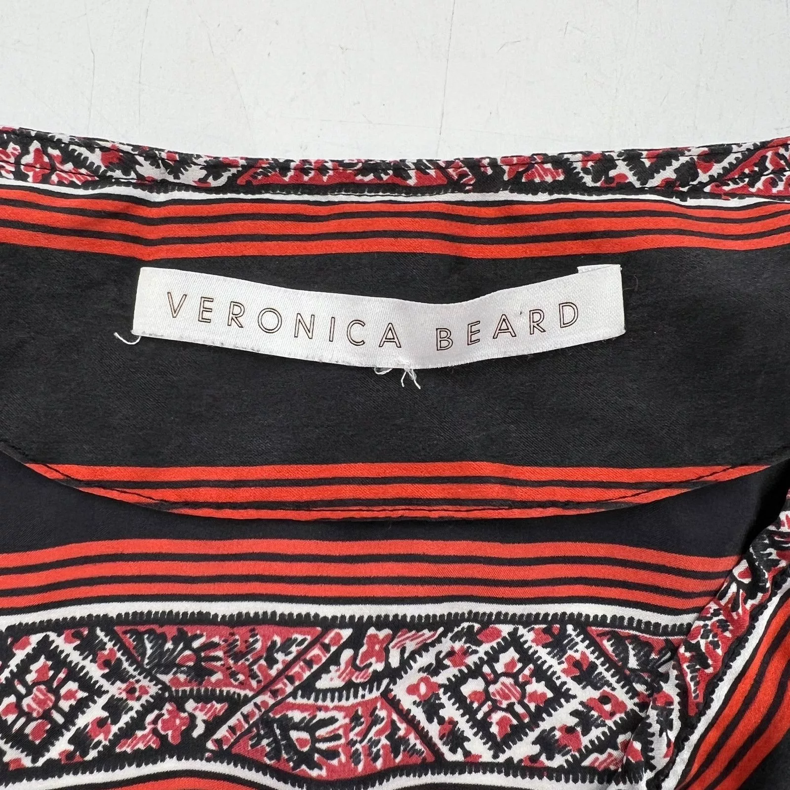 Veronica Beard Mini Dresses Veronica Beard Ivy Flounce Silk Mini Dress Printed Striped Black