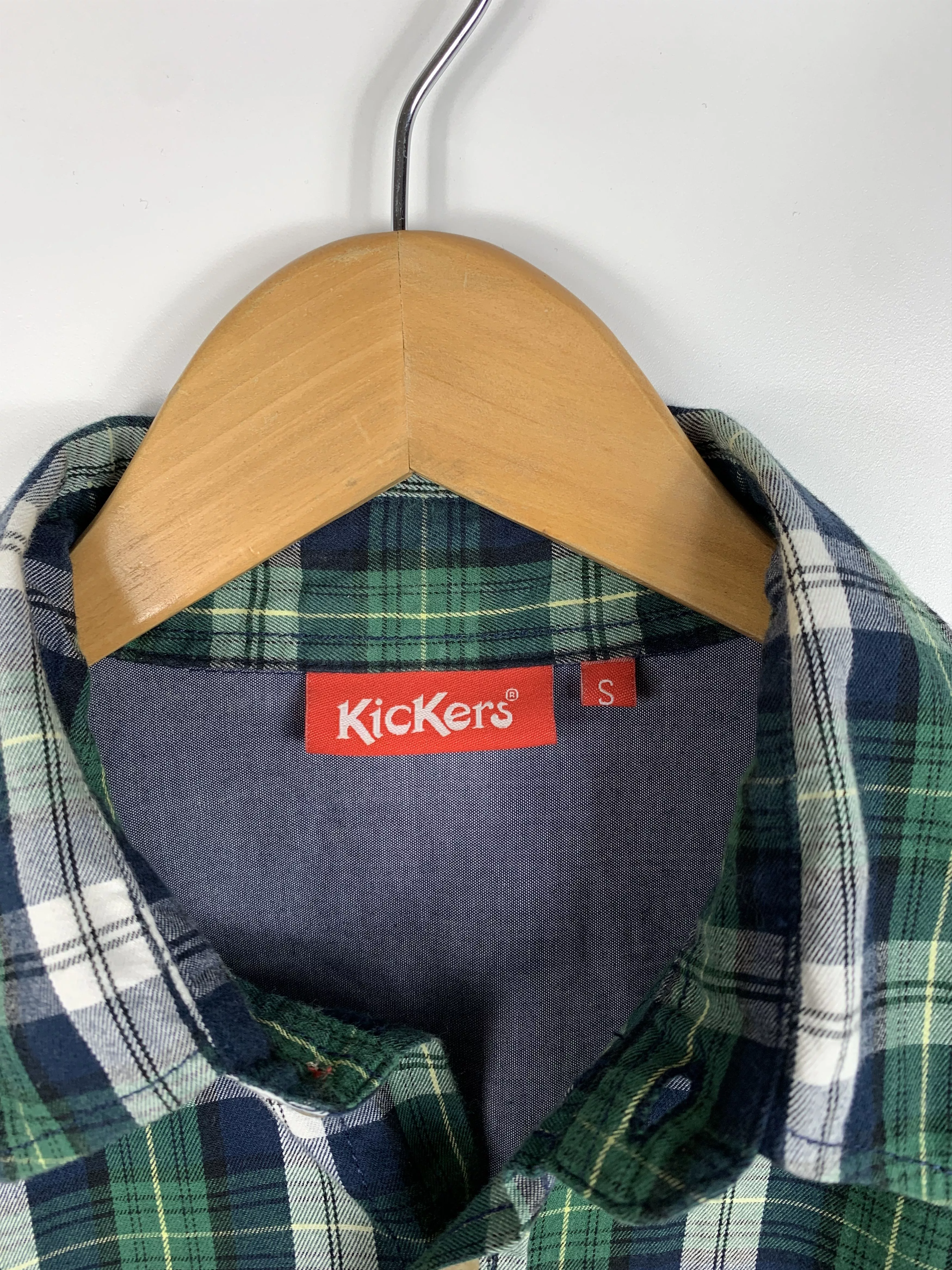 Kickers Shirts Button Ups KICKERS Long Sleeve Button Down Check Shirt Green Size S