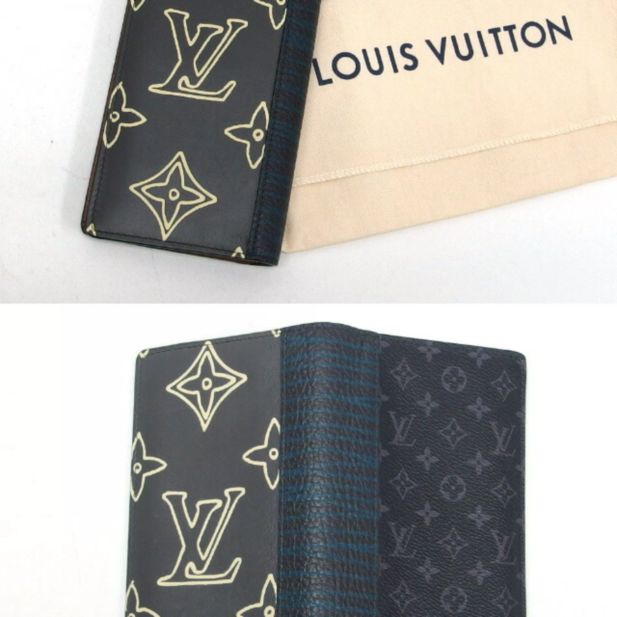 Louis Vuitton Wallets Louis Vuitton Monogram Patchwork Portefeuille Brazza Eclipse Beige