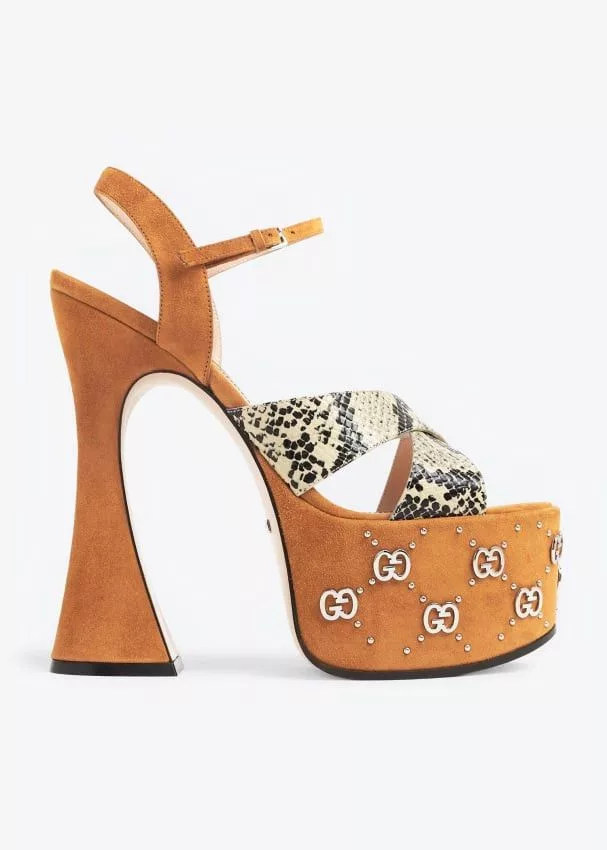 Gucci Miscellaneous Gucci Interlocking G Studs Leather Sandals SIZE 38.5 Multi