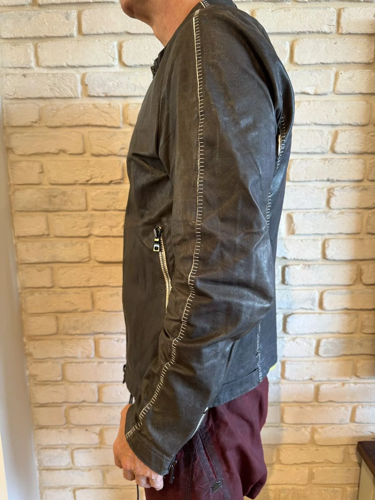 Transit Leather Jackets Transit Black leather jacket. White stitches.