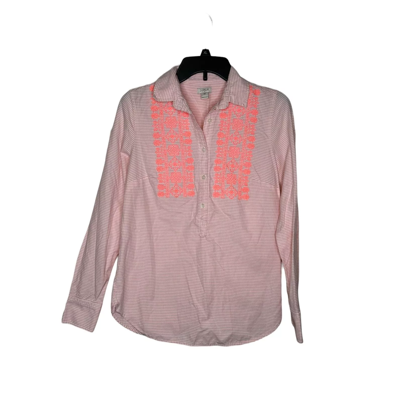 J.Crew Button Ups J.Crew Women's Top Shirt Embroidered Long Sleeve Collared XS Orange