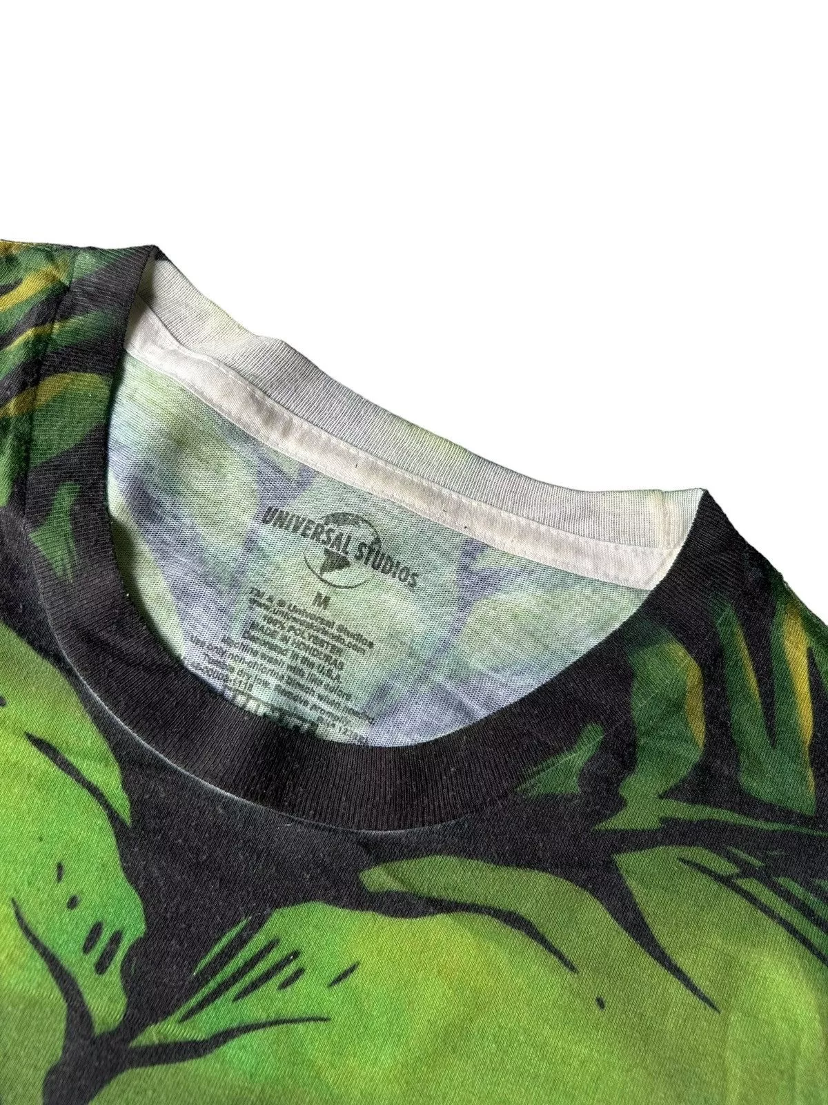 Marvel Comics Short Sleeve T Shirts Marvel Comics Vtg Marvel Universal Studio Hulk Overprint FullPrint Shirt Green Vintage