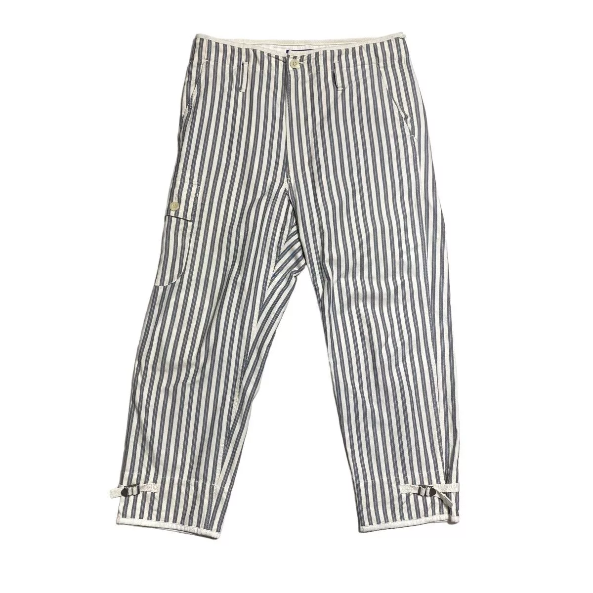 Junya Watanabe Cropped Pants Striped Pattern Adjuster Cotton Gray