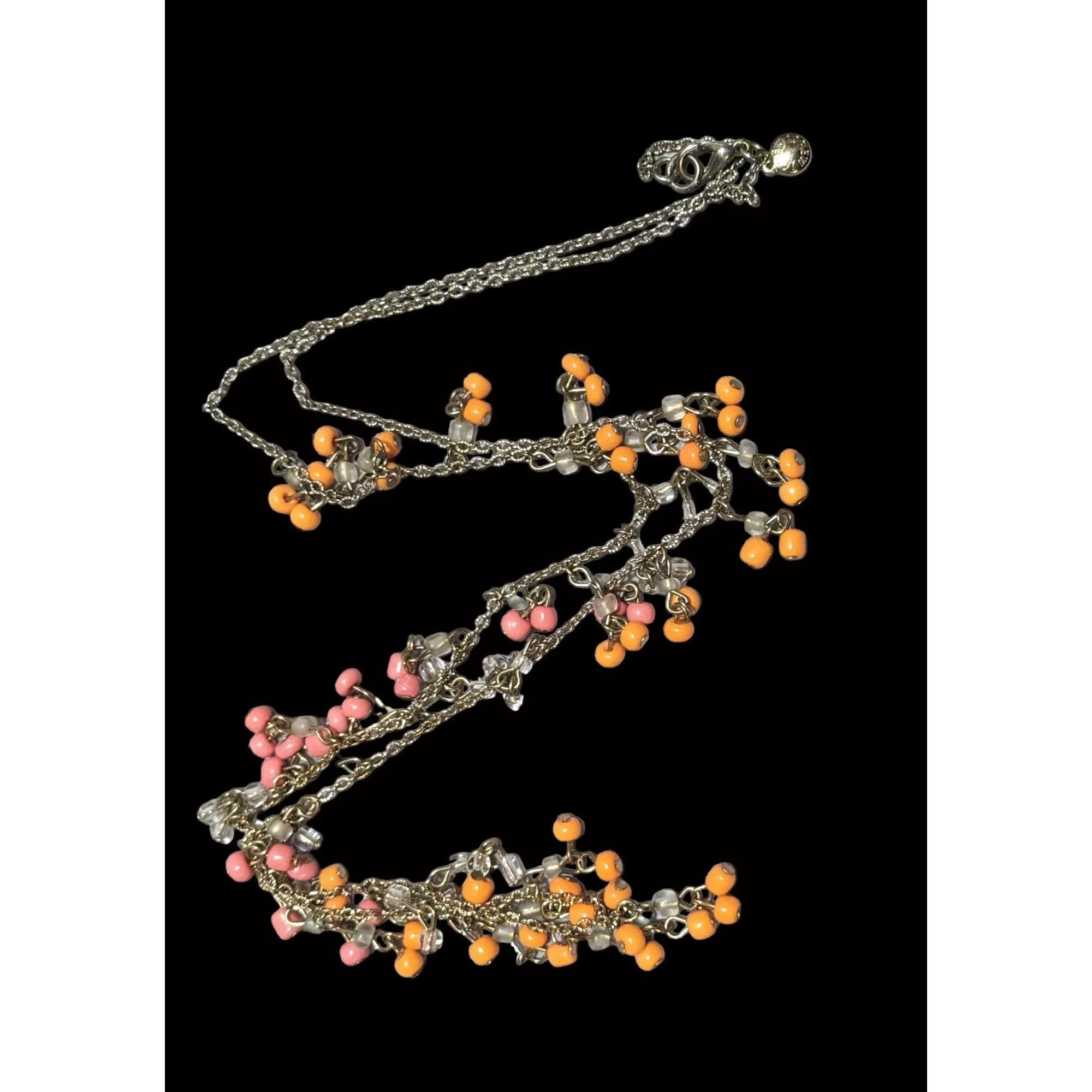 J.Crew Necklaces J.Crew Orange Glass Bead Fringe Necklace Pink