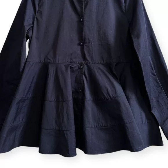 CO Button Ups NWT CO Navy Blue Tiered Button Down Cotton Shirt, Size M