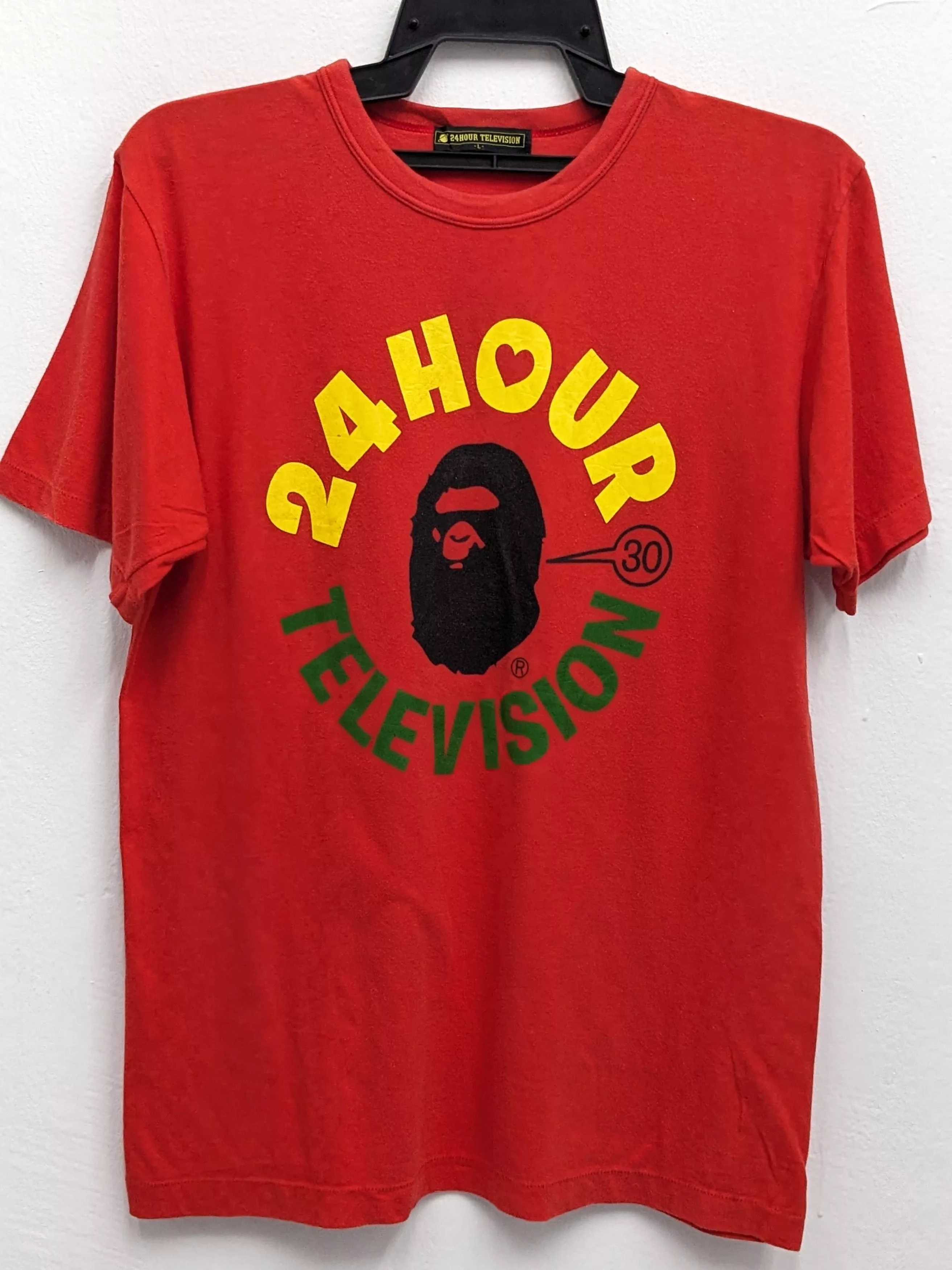 Bape Short Sleeve T Shirts Bape 24 Hours Television Tee Red