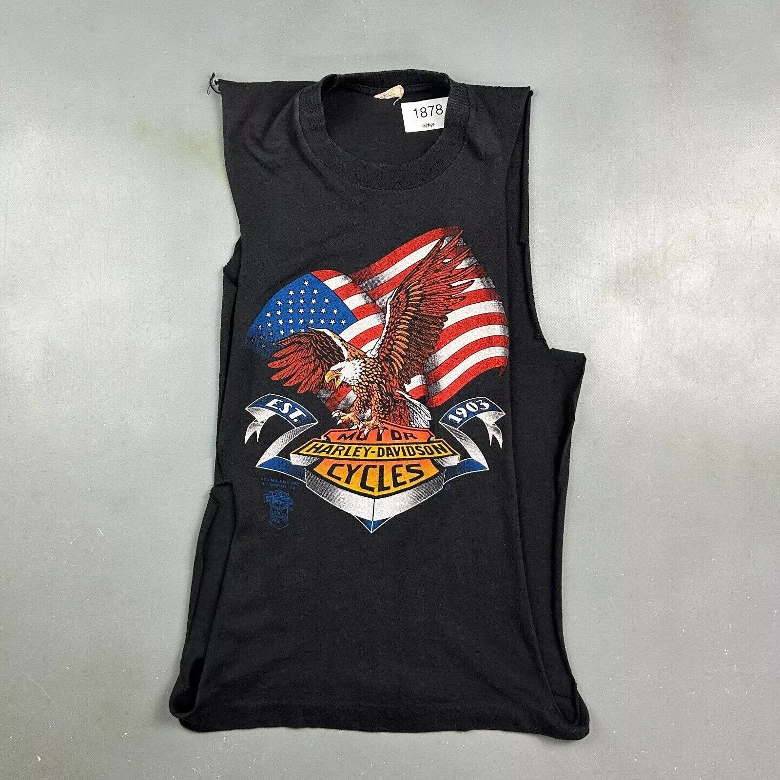 Harley Davidson Short Sleeve T Shirts VINTAGE 90s | Harley Davidson 3D Emblem Sleeveless T-Shirt S Black