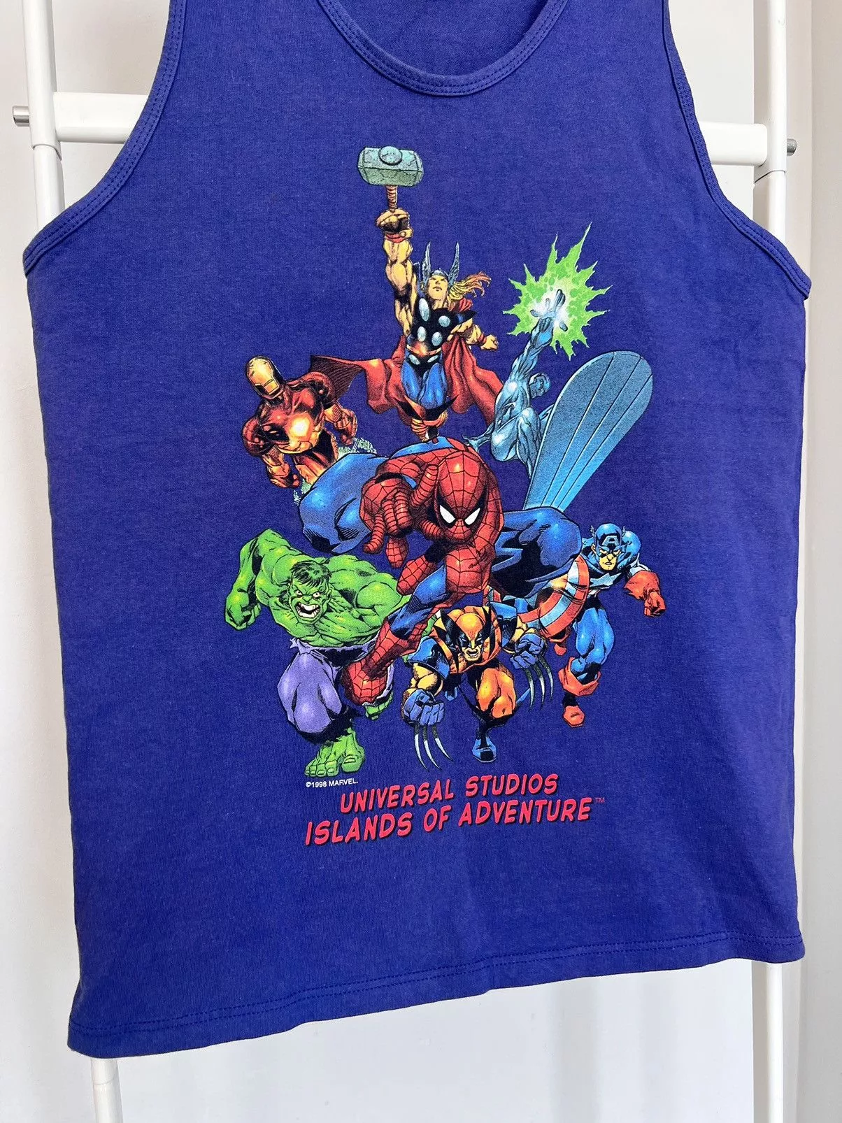 Universal Studios Short Sleeve T Shirts Universal Studios × Vintage × Warner Bros Vintage 1998 Universal Studios Vest Tee Blue