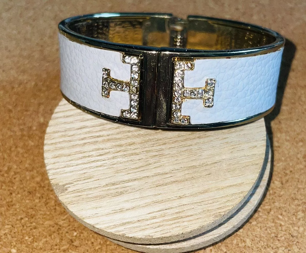 Other Bracelets Other MX Designer Leather Hinged Cuff White