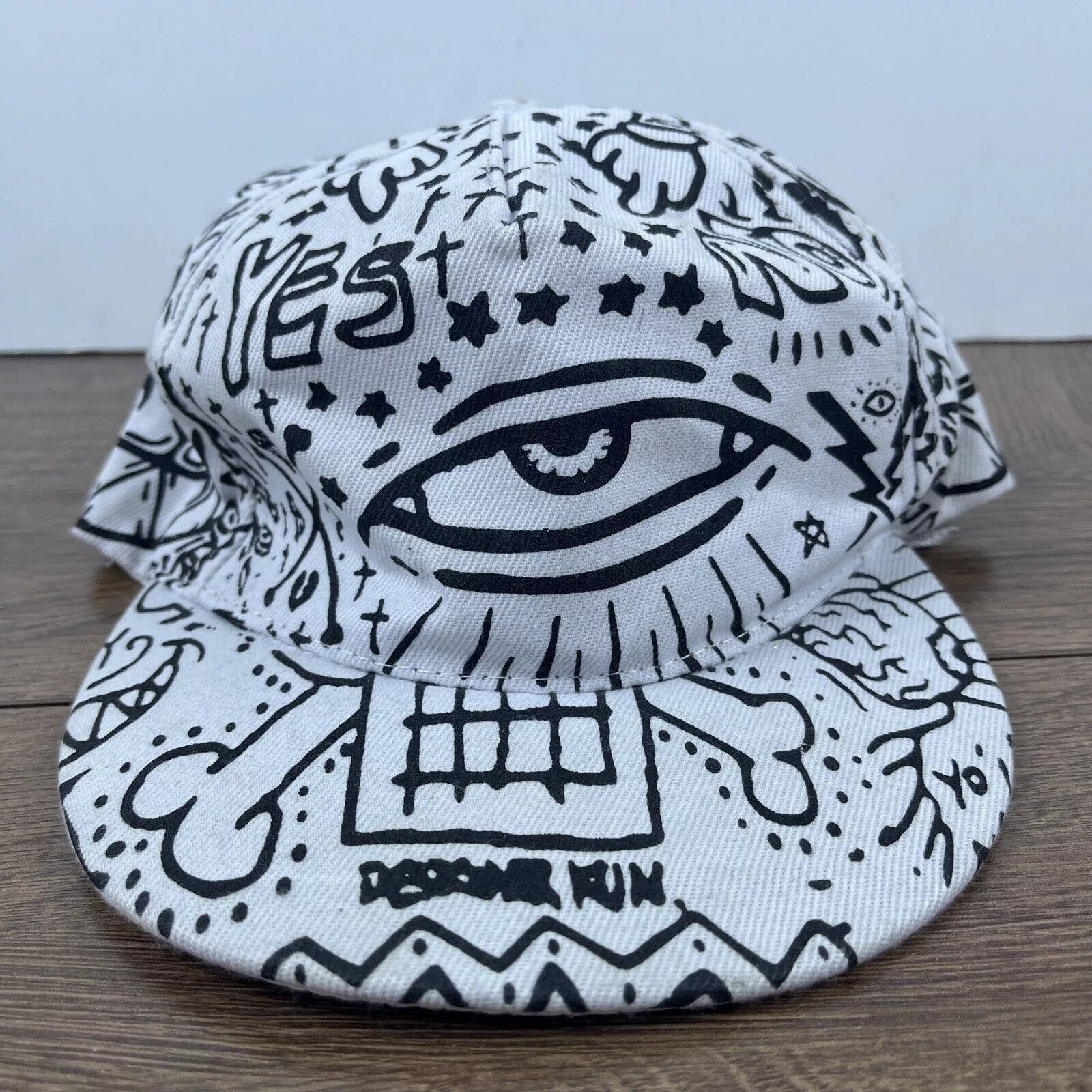 Other Hats Other Eye Hat Run Eye White Hat Adjustable Adult Size Hat White Ca
