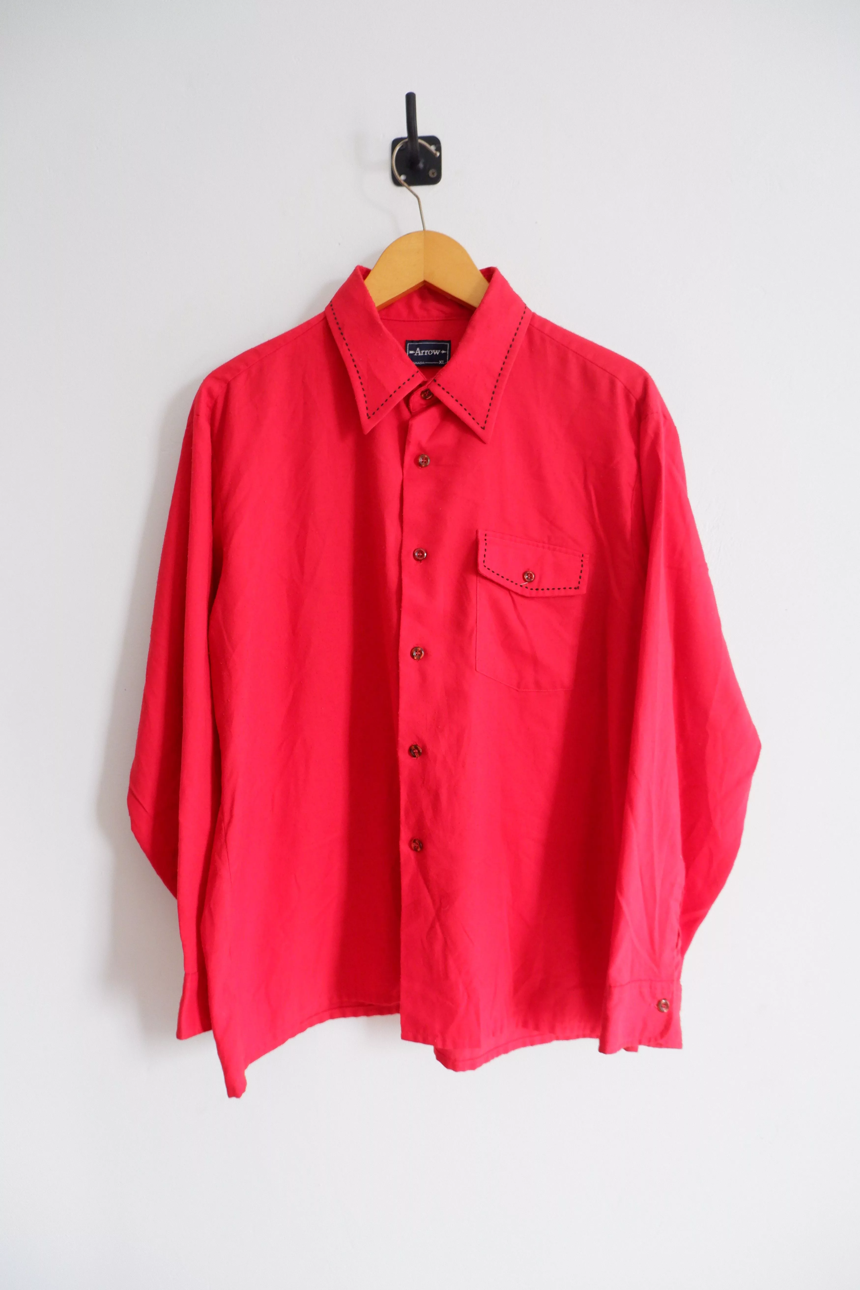Arrow Shirts Button Ups Arrow × Japanese Brand × Vintage Vintage 80s ARROW Canada Rockabilly Shirt Red