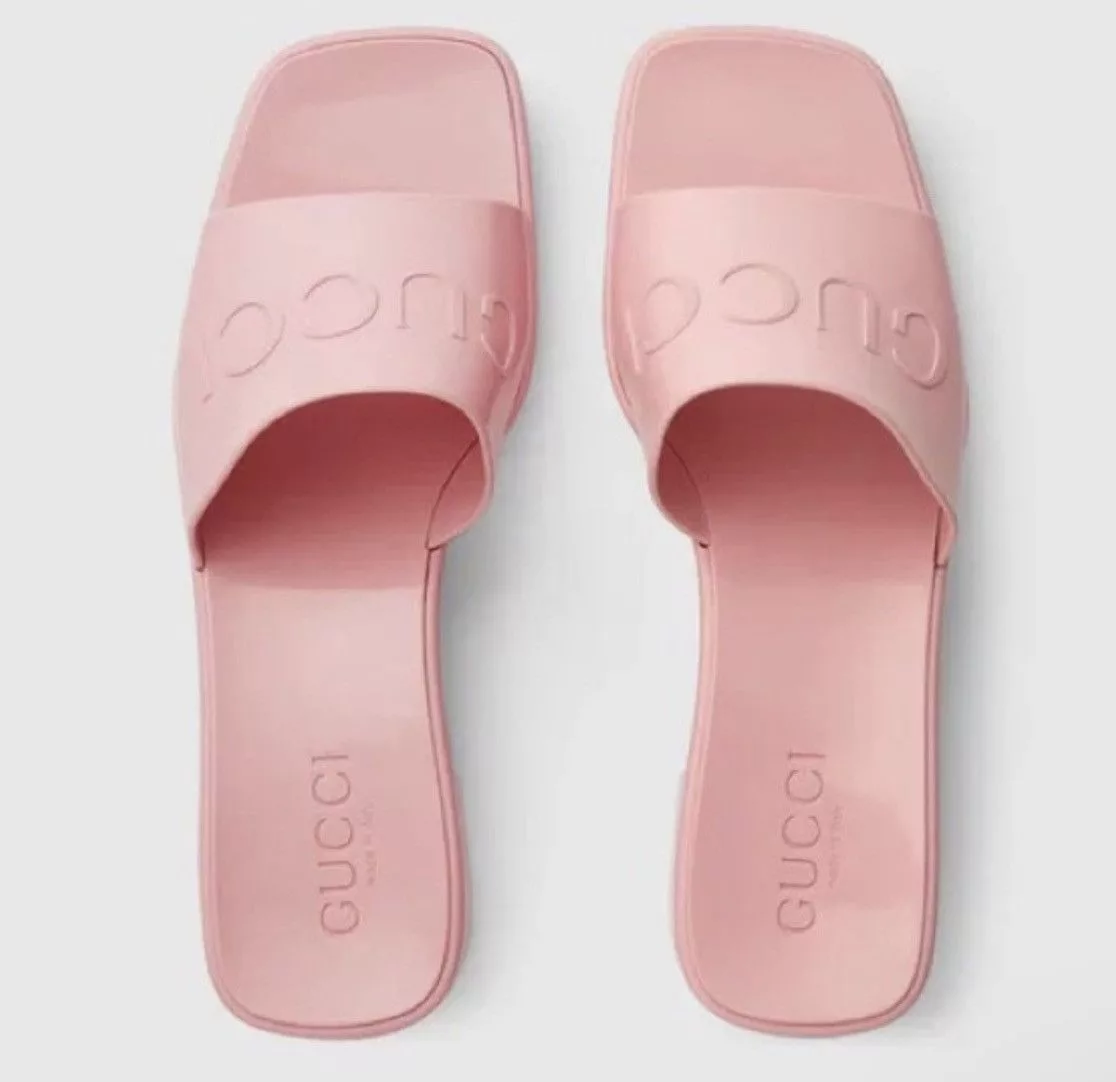 Gucci Sandals Gucci Rubber Logo Sandal Slipper Wild Rose size 37 Pink
