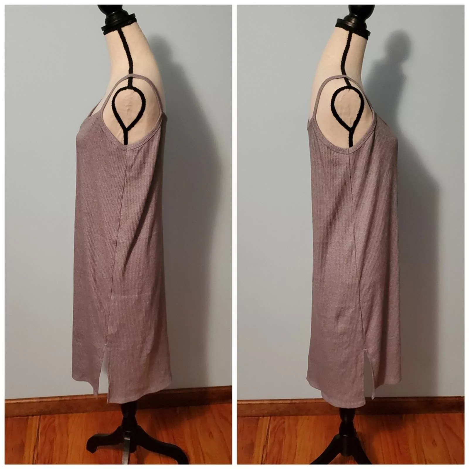 Global Work Midi Dresses Global Work Comfy Gray Casual Rib Knit Dress