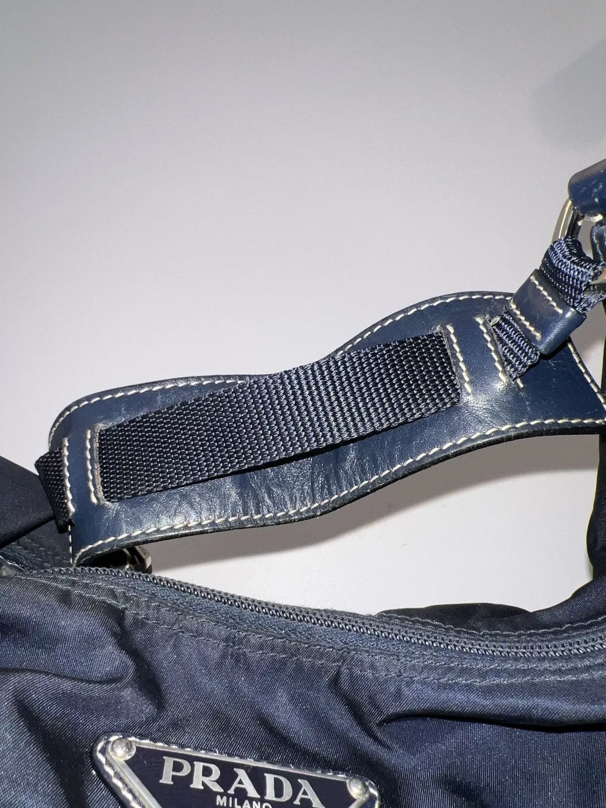Prada Shoulder Bags PRADA Tessuto Nylon Hobo Navy Blue Shoulder Bag Handbag